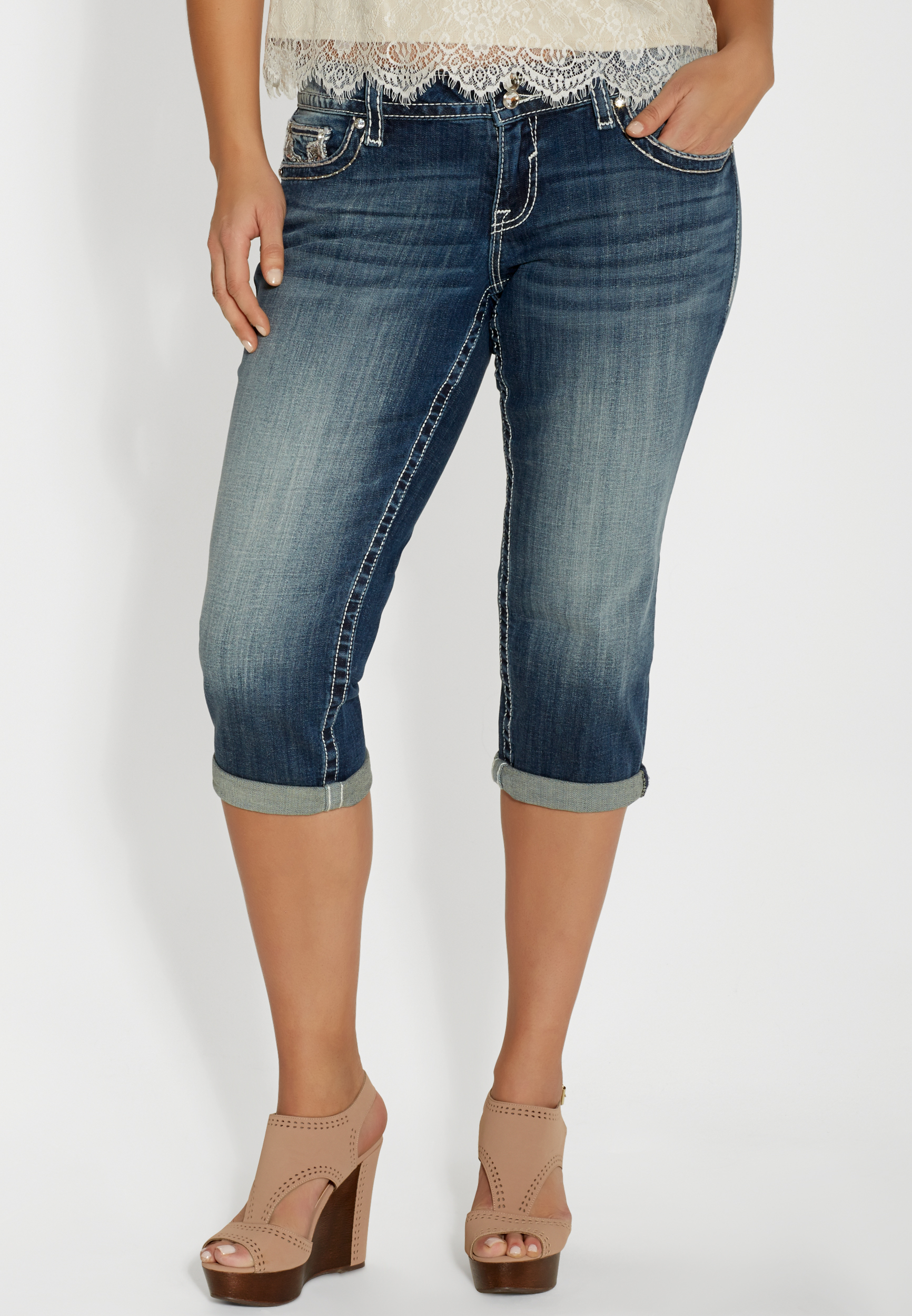 Vigoss® plus size capri with rosegoldtone metallic stitching maurices