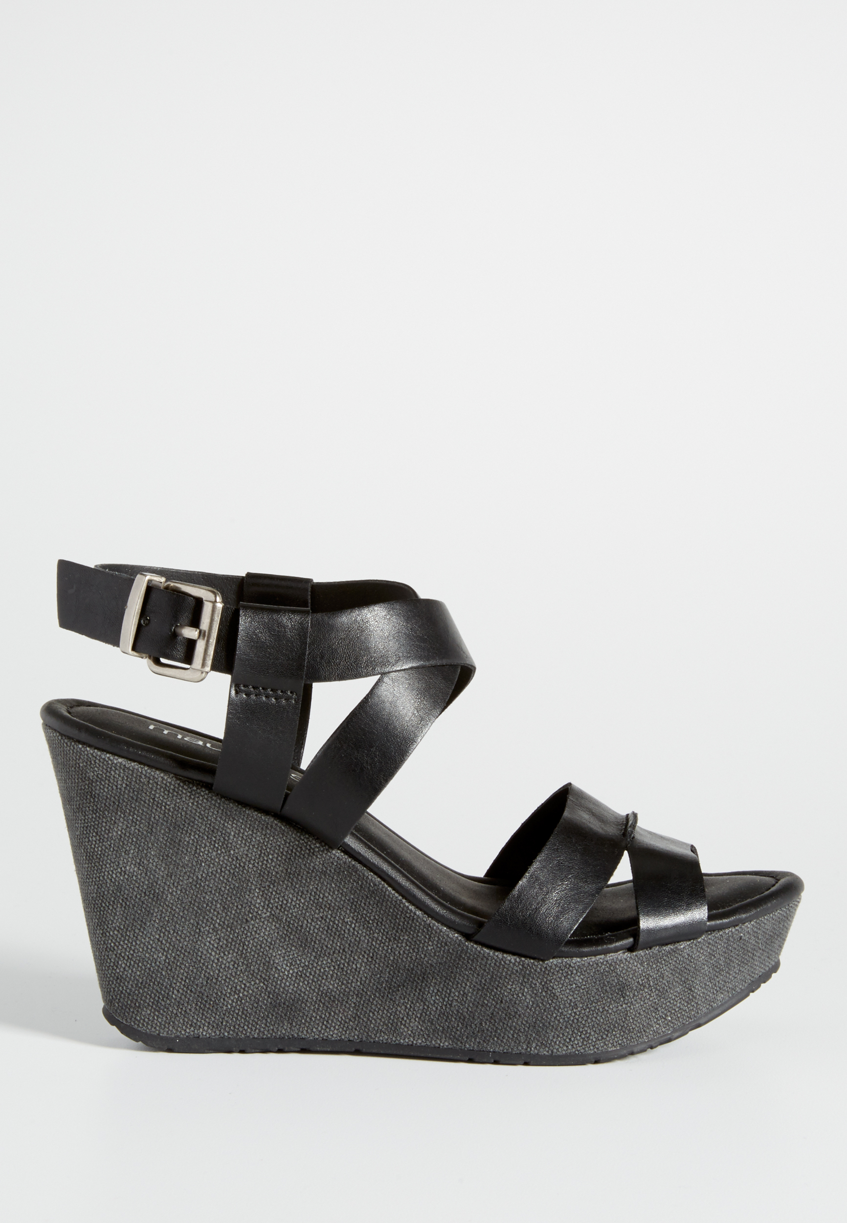 Blair fabric and faux leather wedge in black | maurices