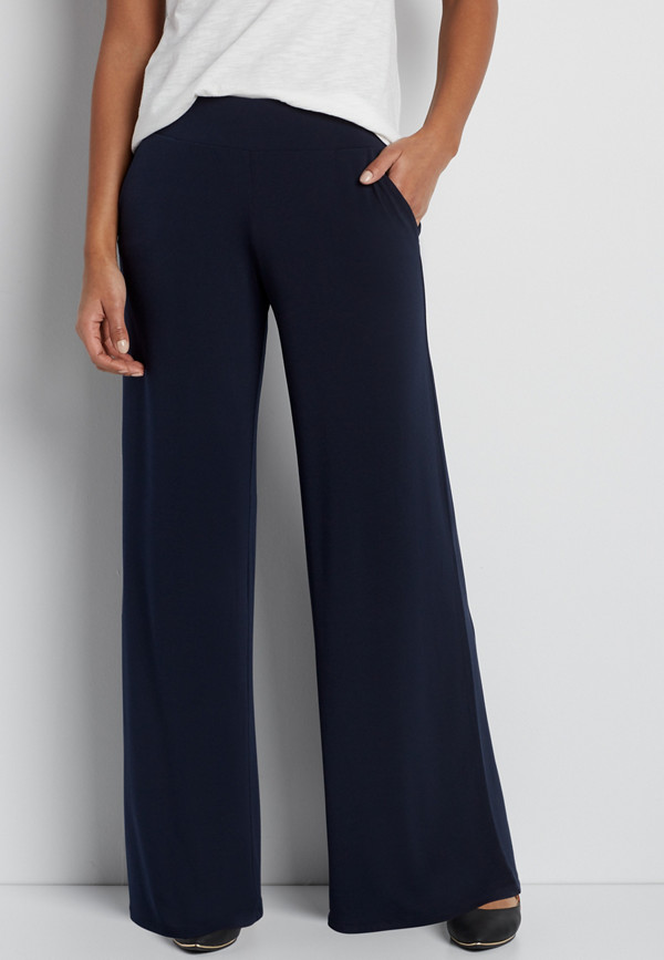 wide leg pant in navy | maurices