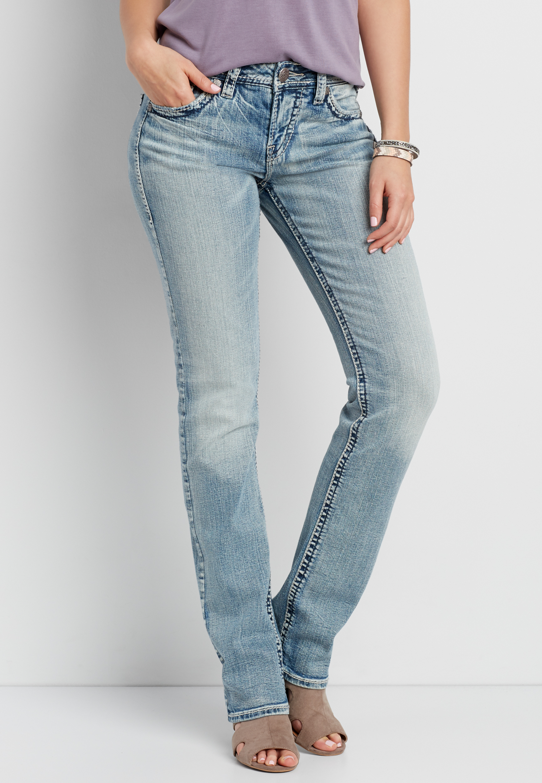 silver high rise jeans