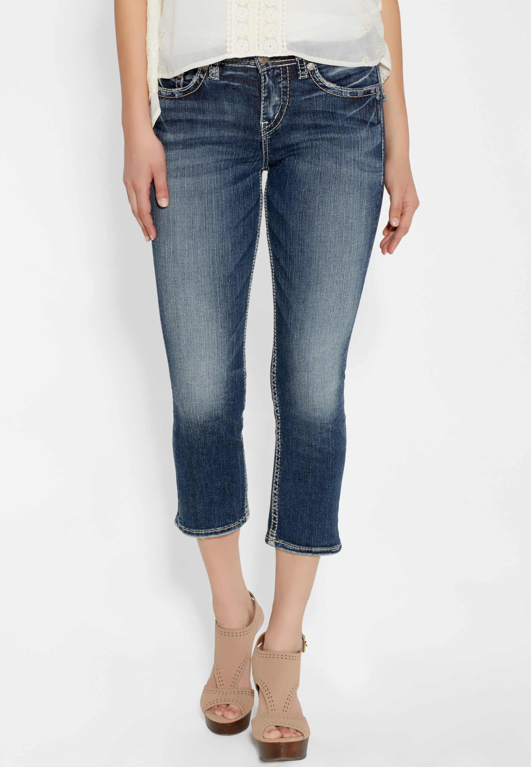 Silver Jeans Co.® suki high rise capri with back flap pockets | maurices