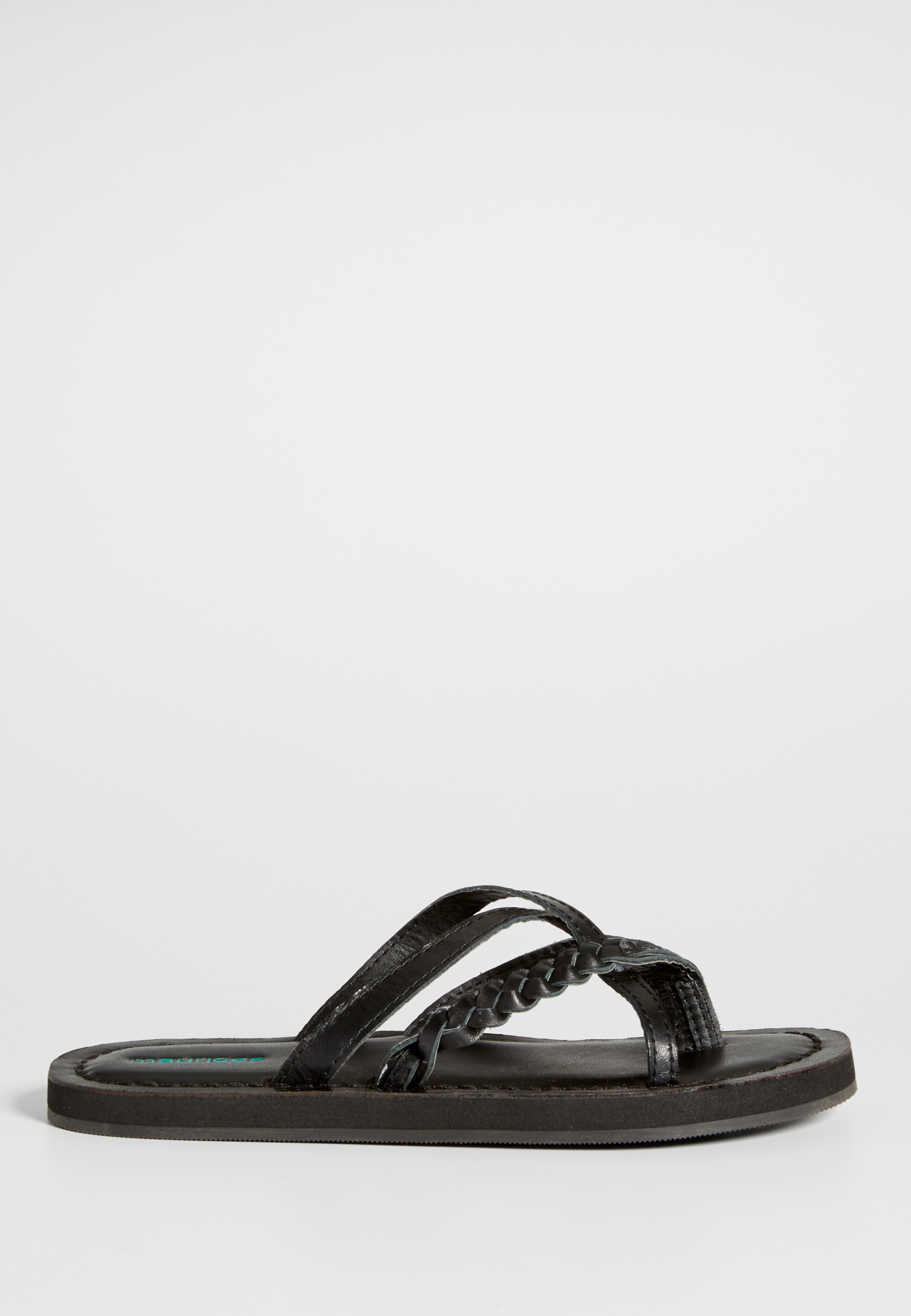 Reeva genuine leather cross strap sandal in black | maurices