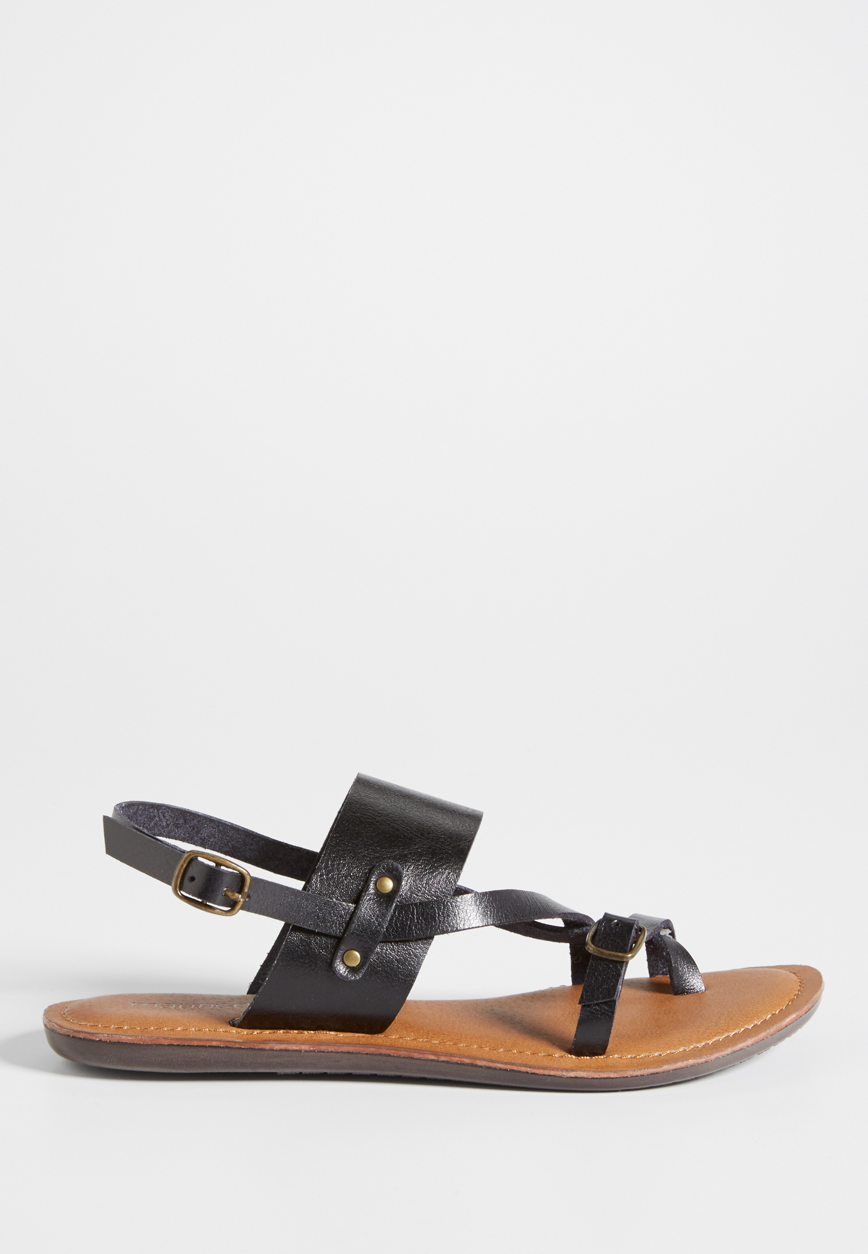 Raine strappy sandal with buckles in black | maurices