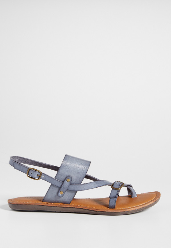 Raine strappy sandal with buckles in blue | maurices
