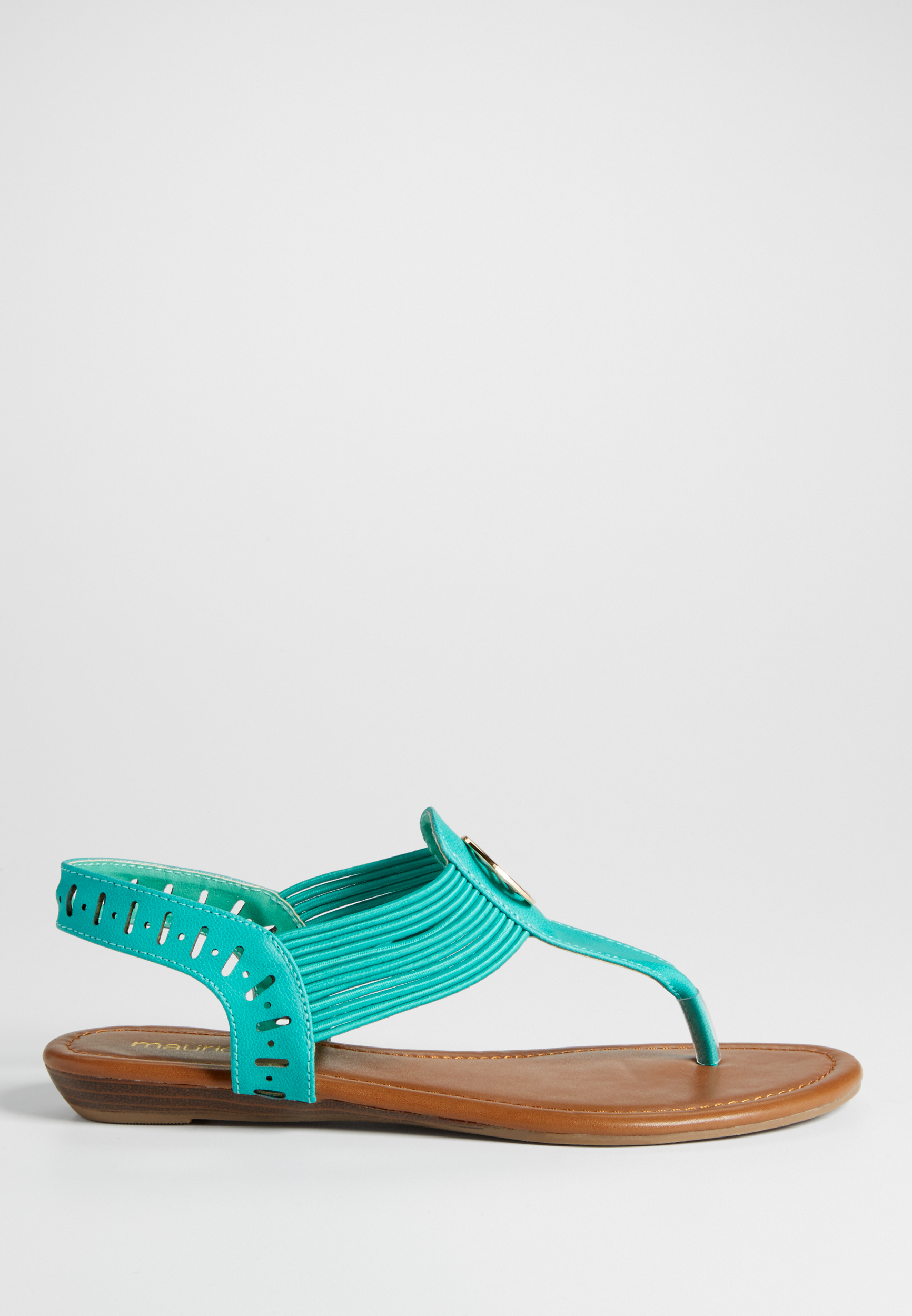 Rue thong sandal with elastic sides and medallion in mint | maurices