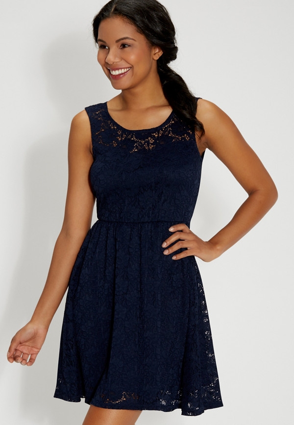 floral lace dress with keyhole back | maurices