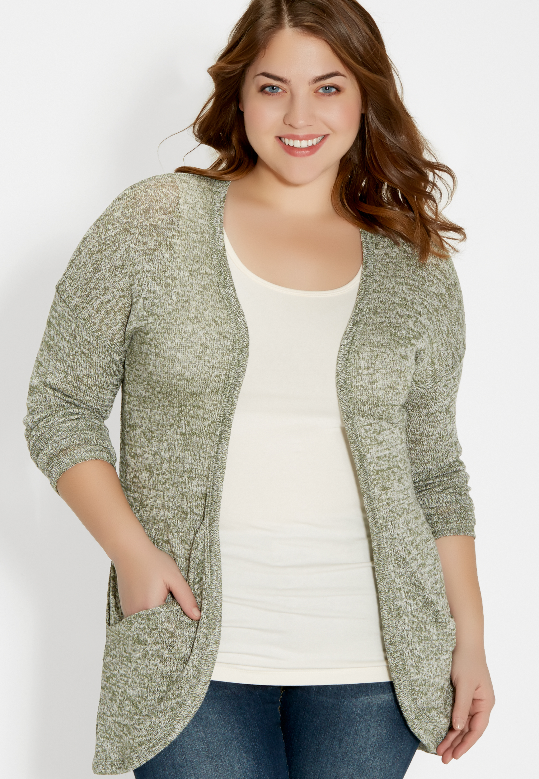 plus size cocoon cardigan with pockets and lace | maurices