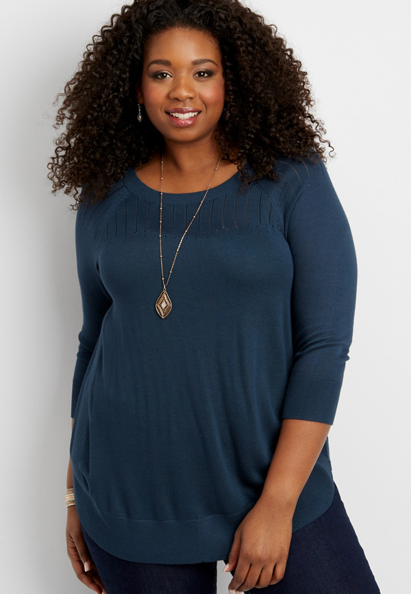 plus size pullover tunic sweater with rounded hem | maurices