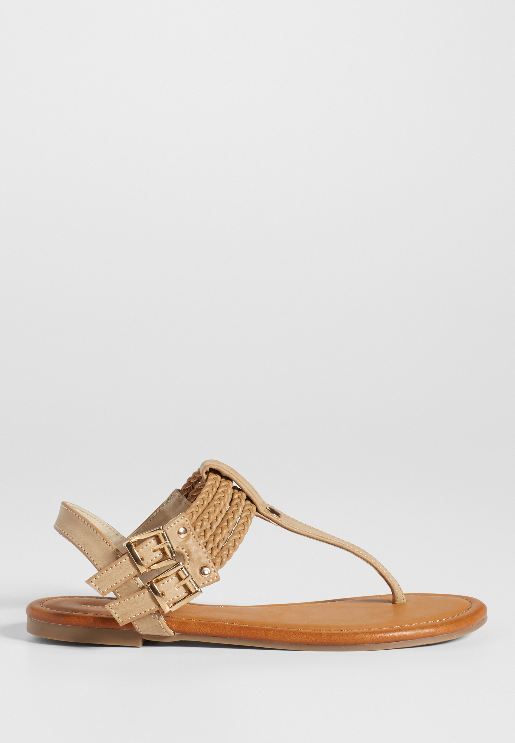 Rylan braided strap thong sandal in taupe | maurices