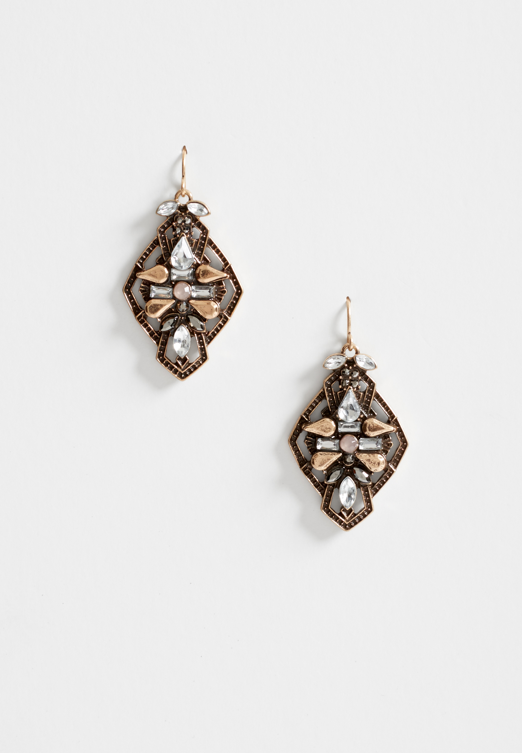 goldtone statement earrings with rhinestones maurices