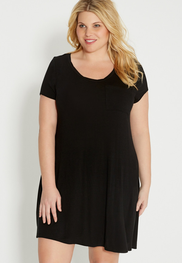 plus size slouchy t-shirt dress with pocket | maurices