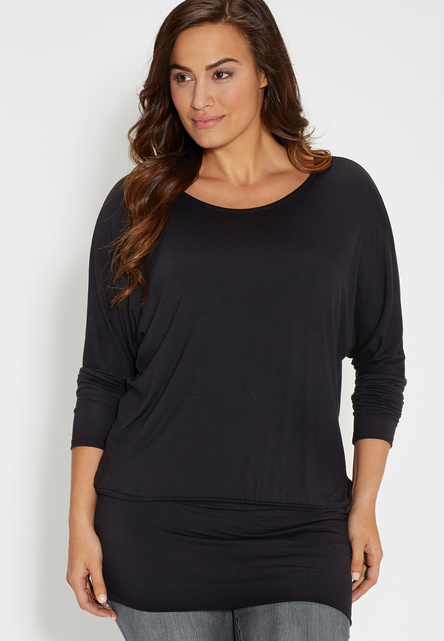 Women's plus size shirts cheap with a banded bottom