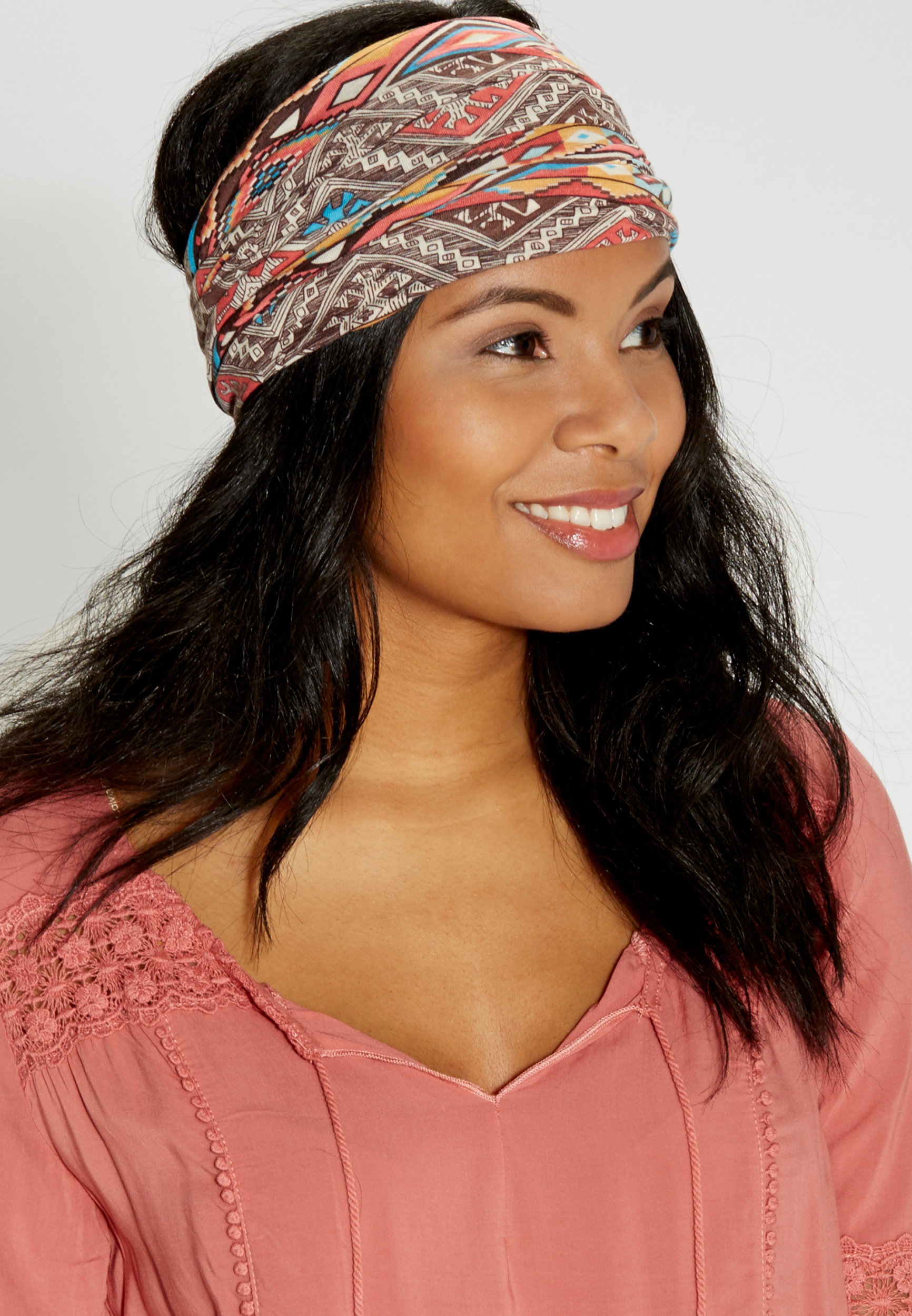 knit headwrap in ethnic print | maurices