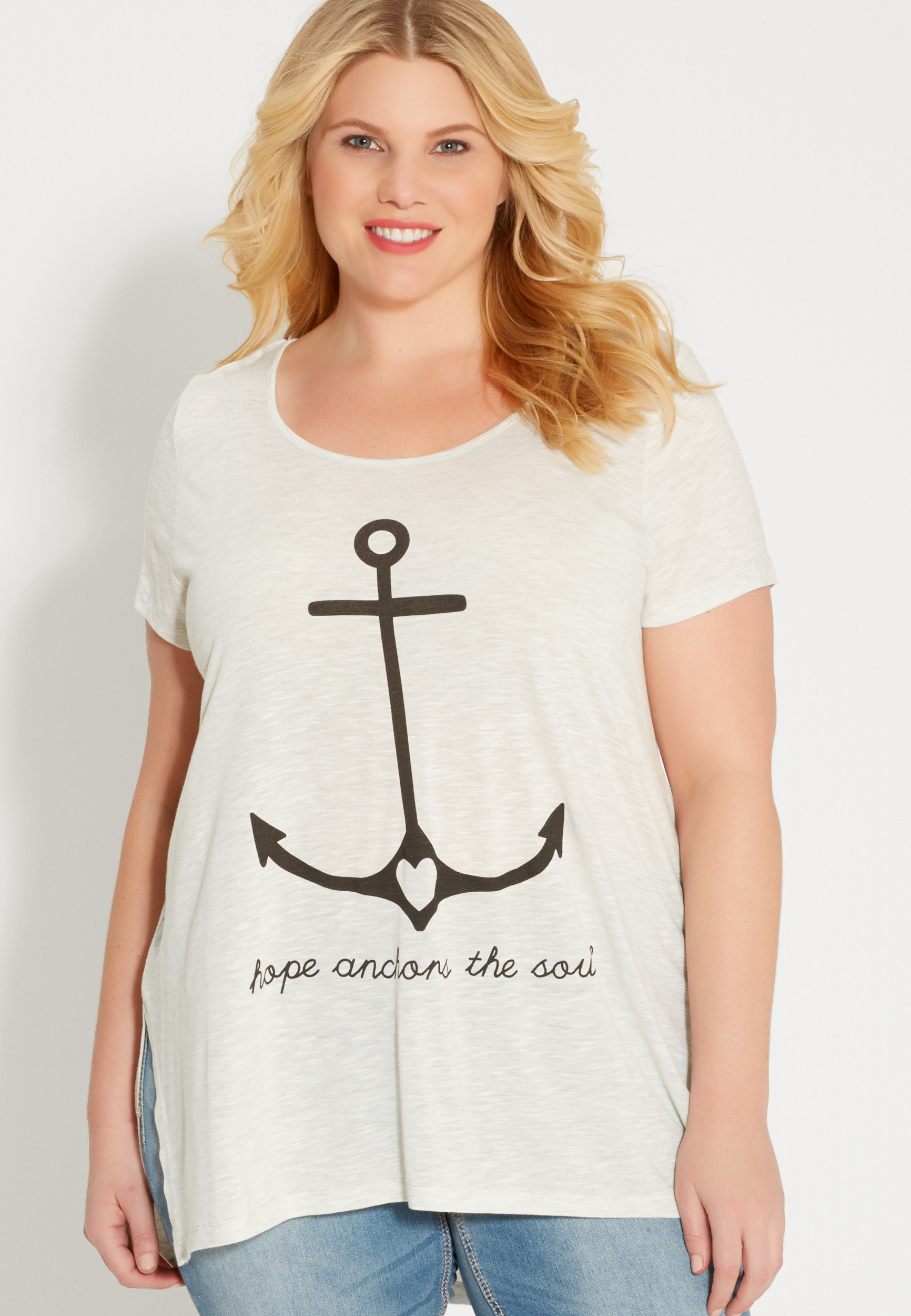 plus size lightweight tunic tee with anchor graphic | maurices