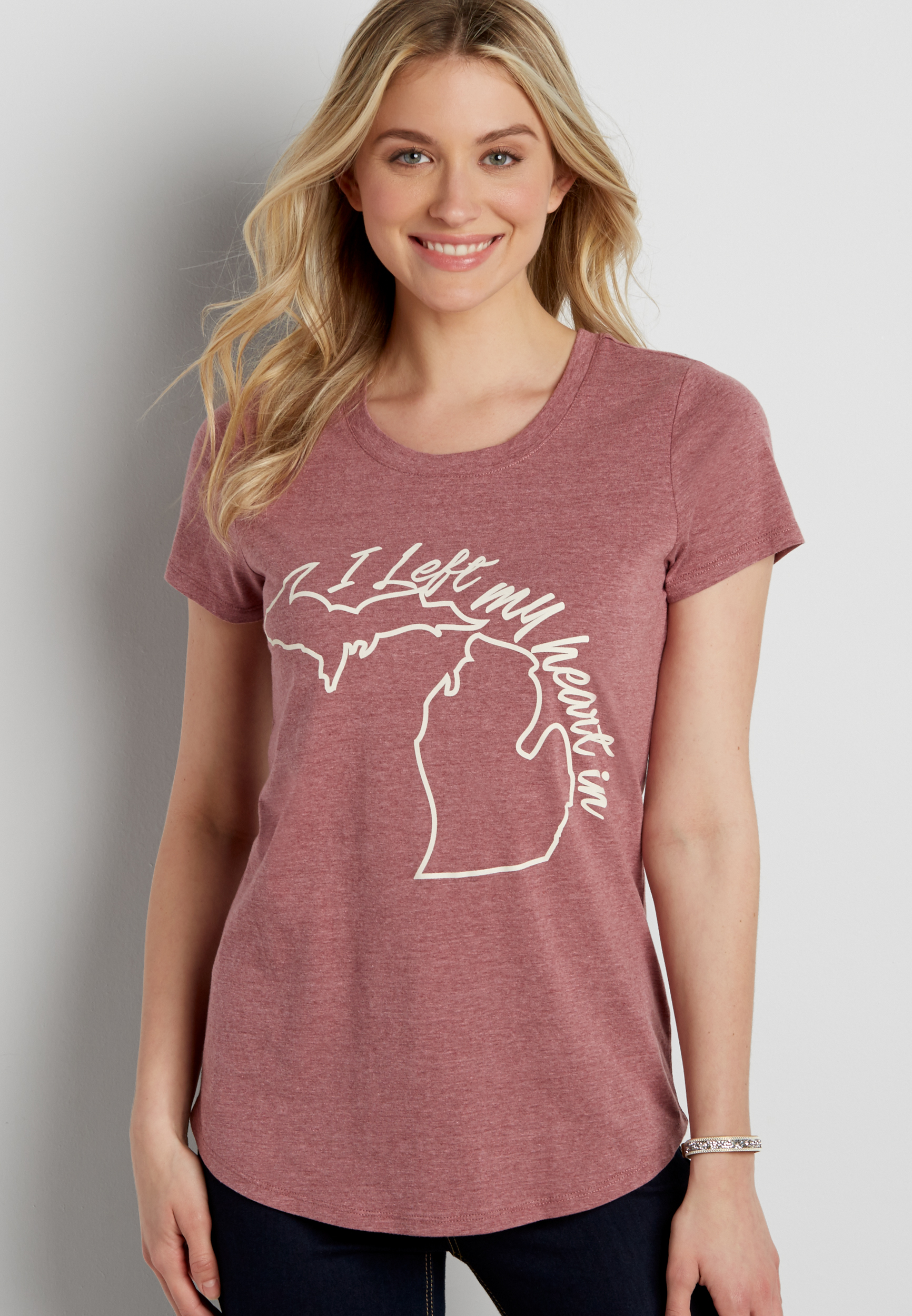 tee with I left my heart in Michigan graphic | maurices
