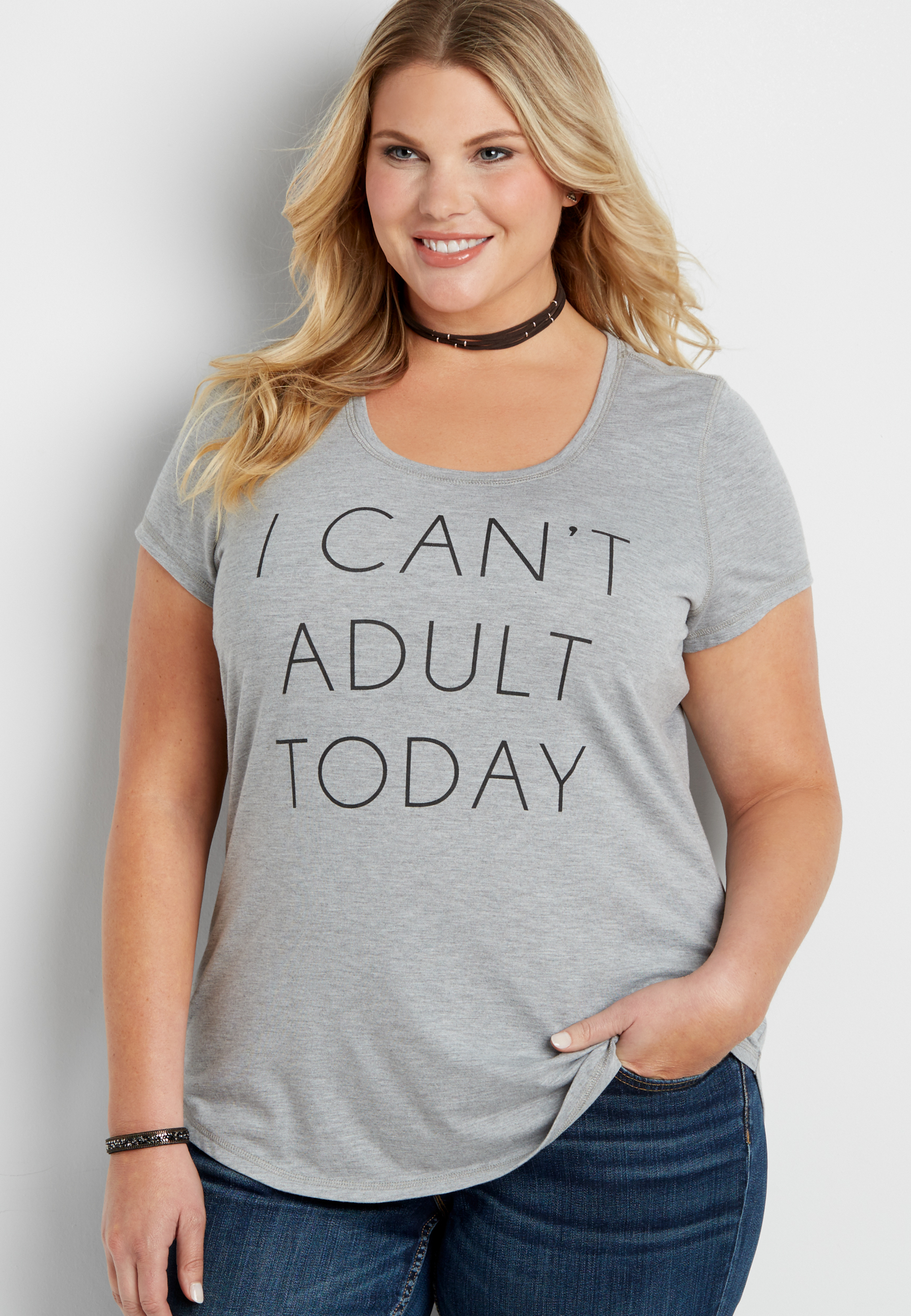 plus size tee with I can't adult today graphic | maurices