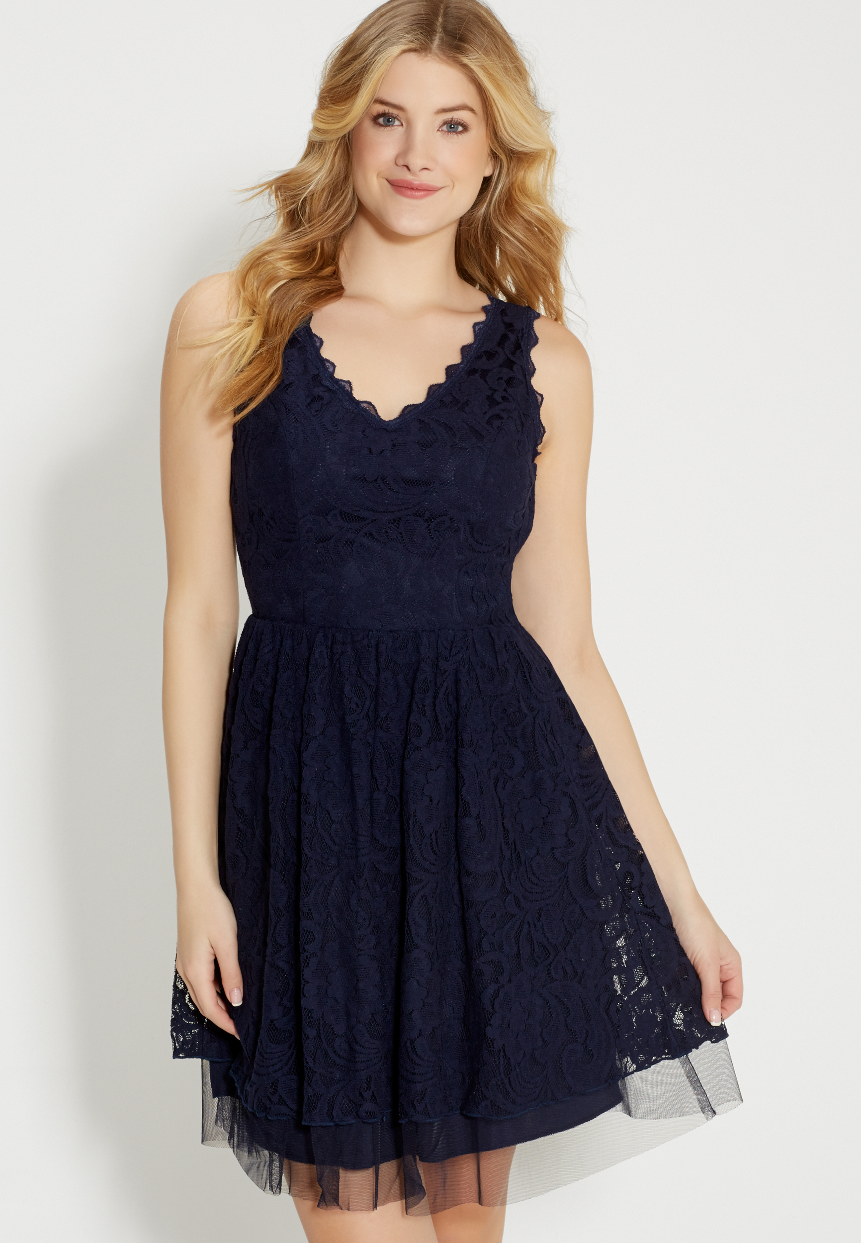 floral lace dress with tulle | maurices