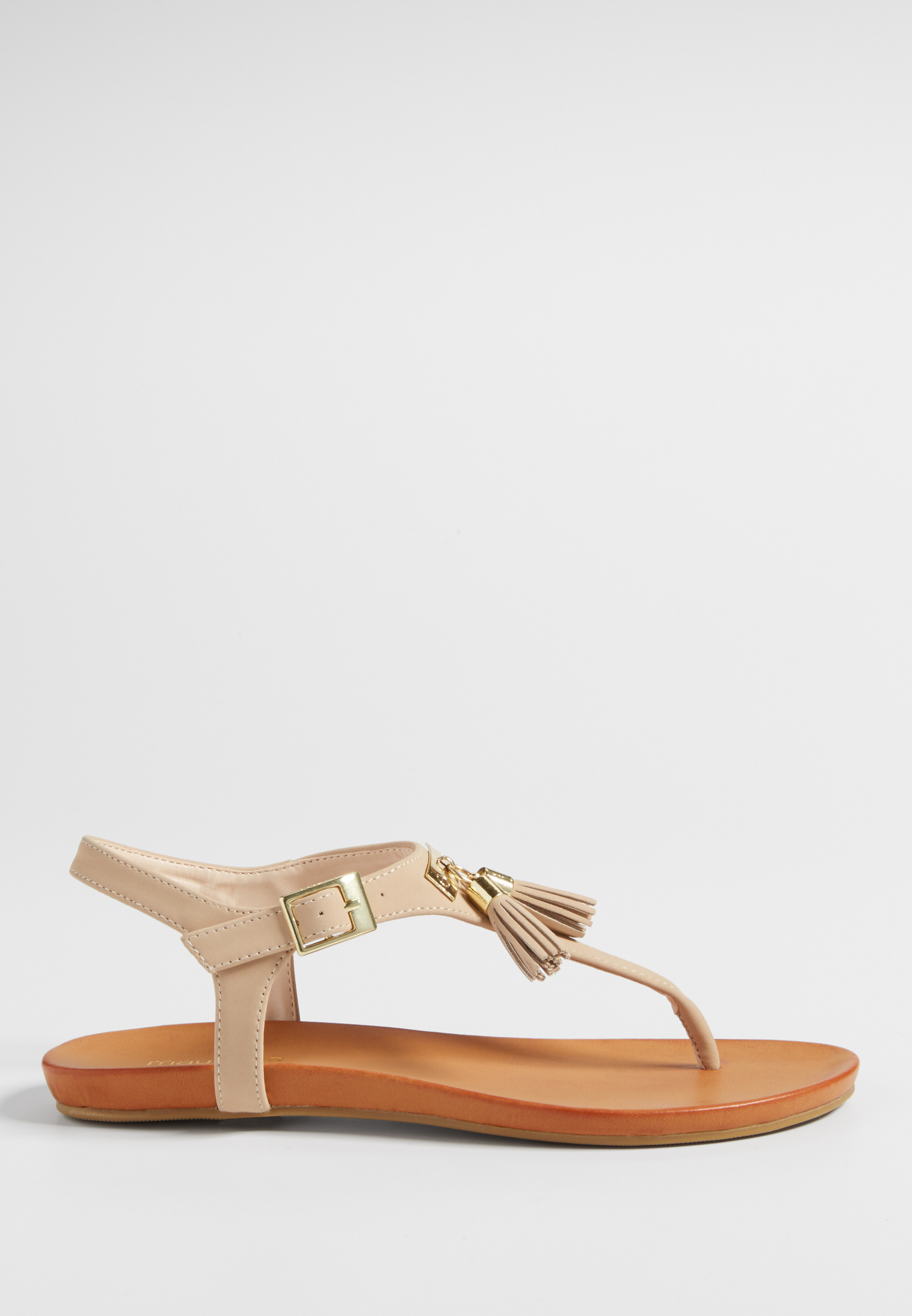 Rebel faux leather sandal with tassels in nude maurices