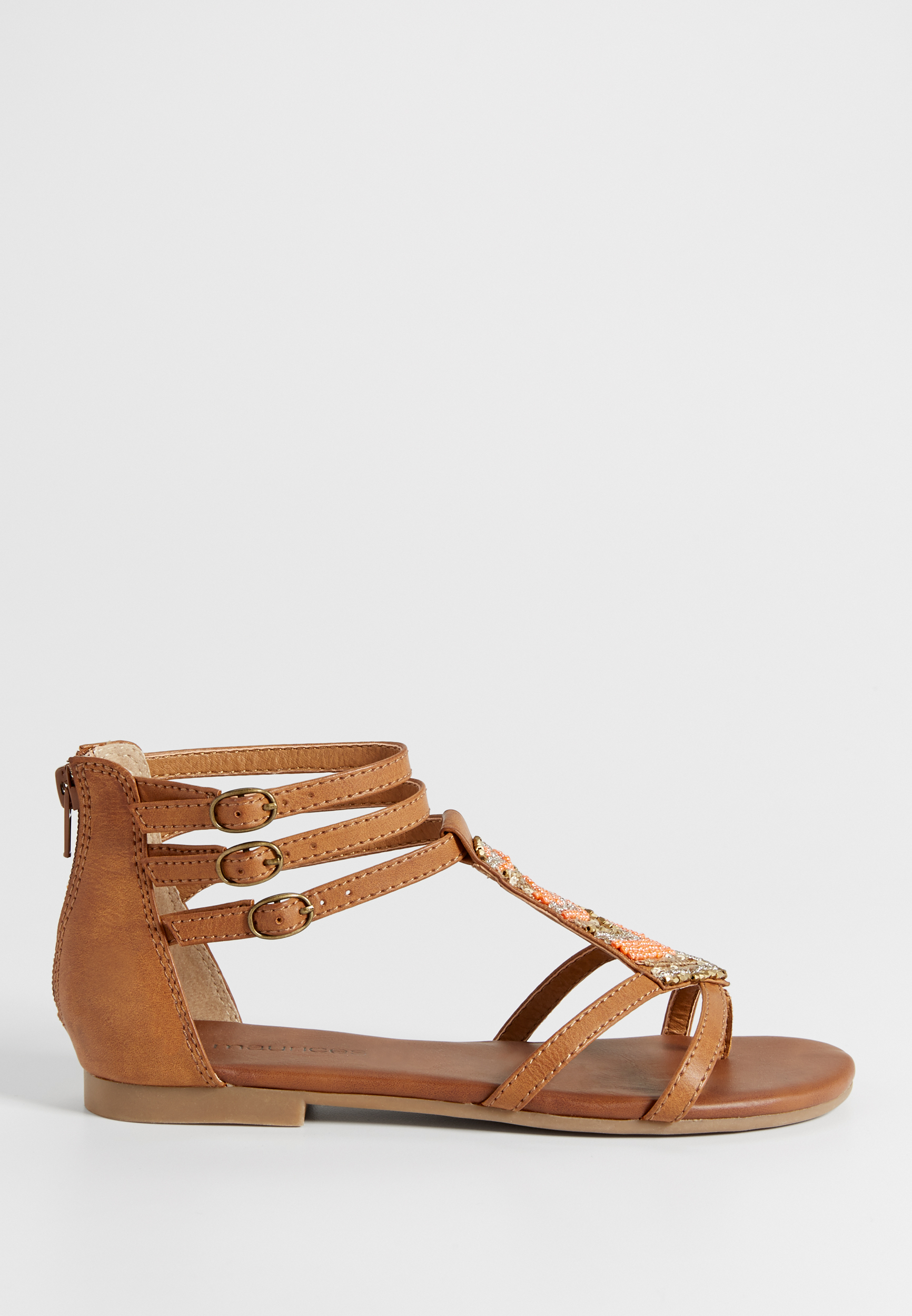 Bellina embellished gladiator sandal in coral combo | maurices