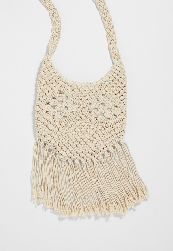 macrame purse with beads and fringe | maurices