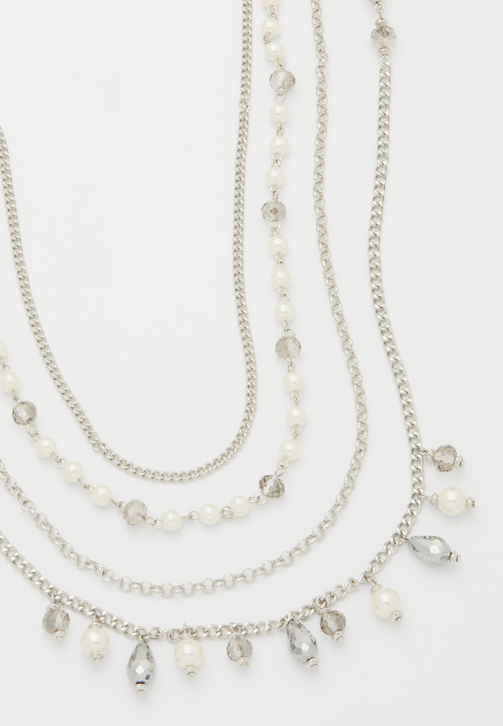 layered faux pearl and shimmering beaded necklace | maurices
