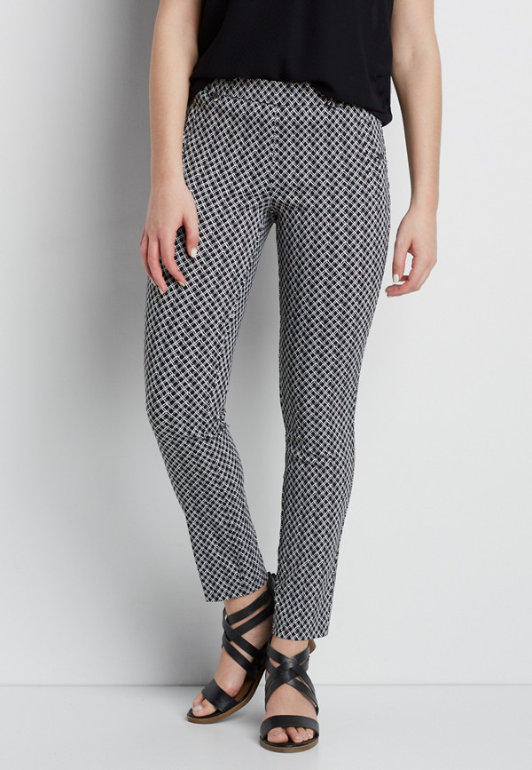 the smart IT fit pull on diamond patterned skinny ankle pant | maurices