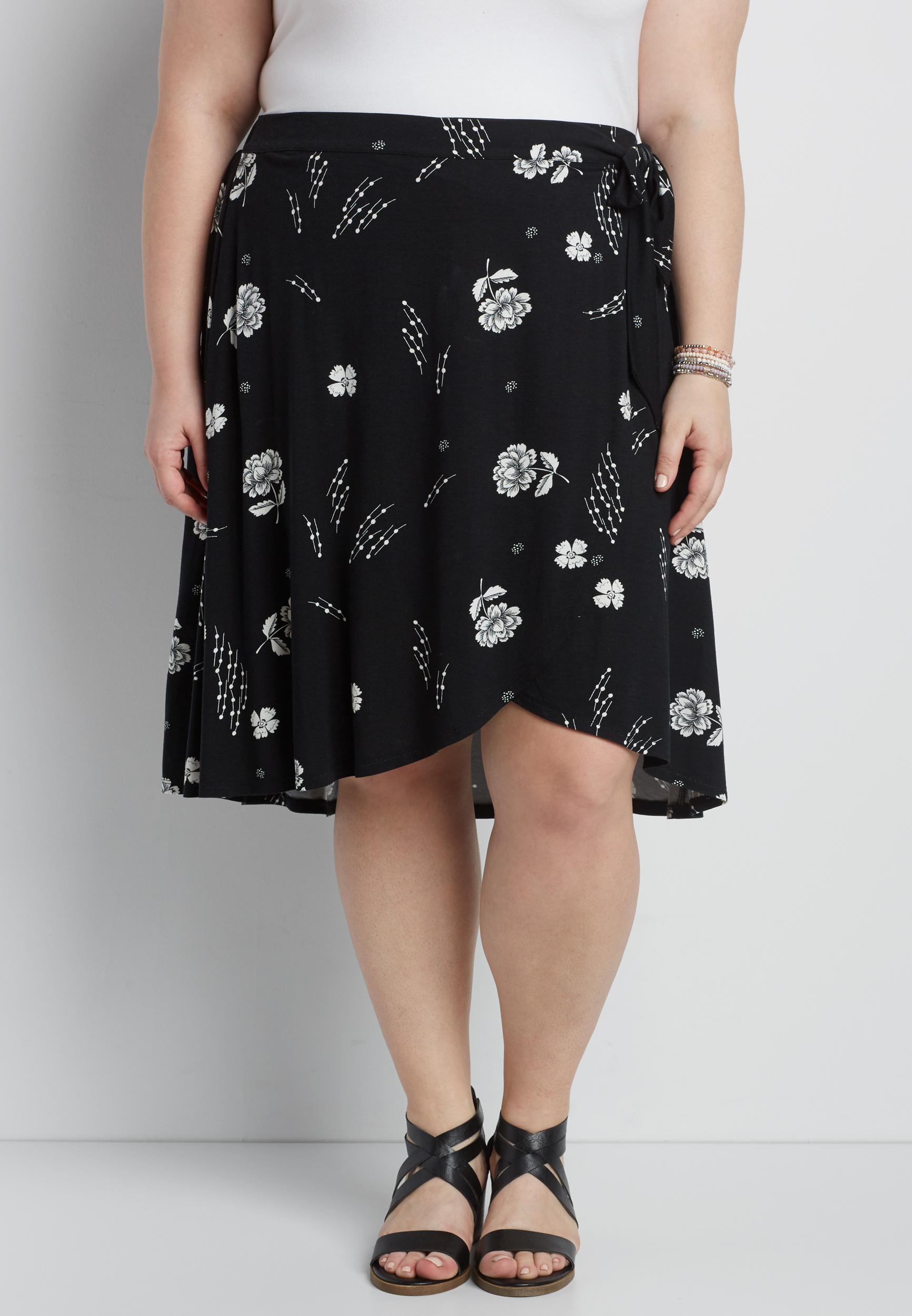 plus size skirt with side tie in floral print | maurices