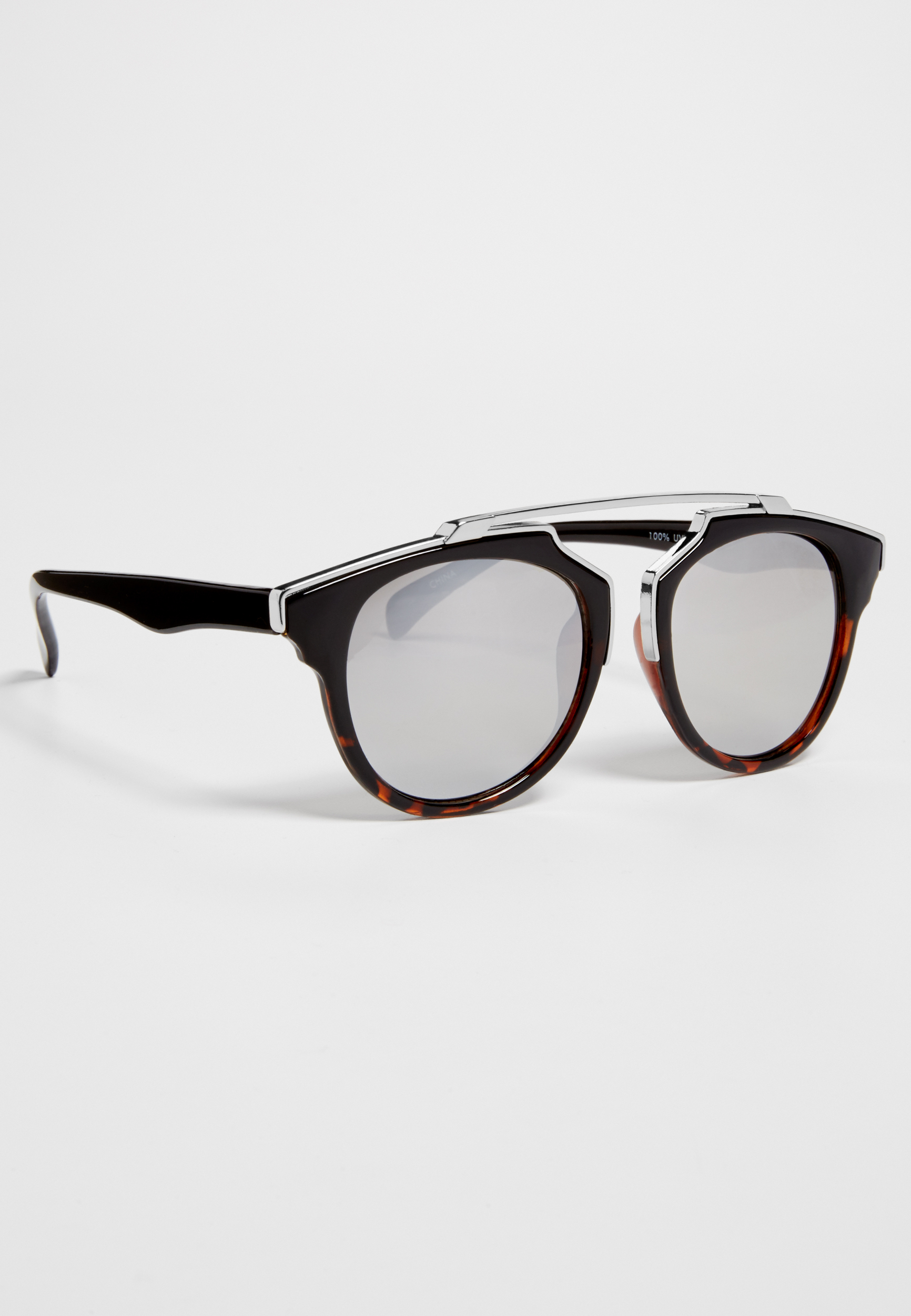 retro sunglasses with brow bar and mirrored lenses maurices