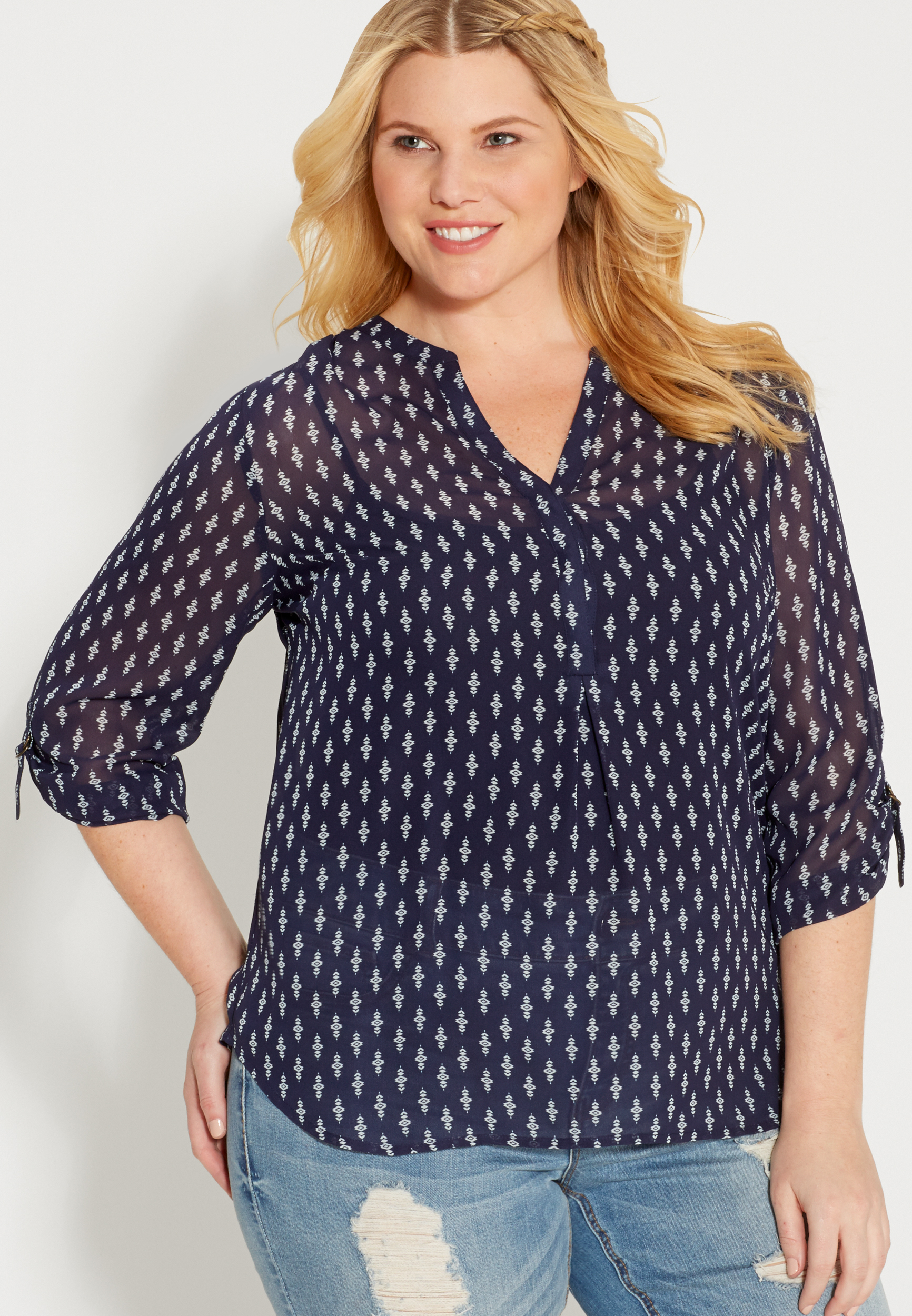 the perfect plus size blouse in ethnic print | maurices