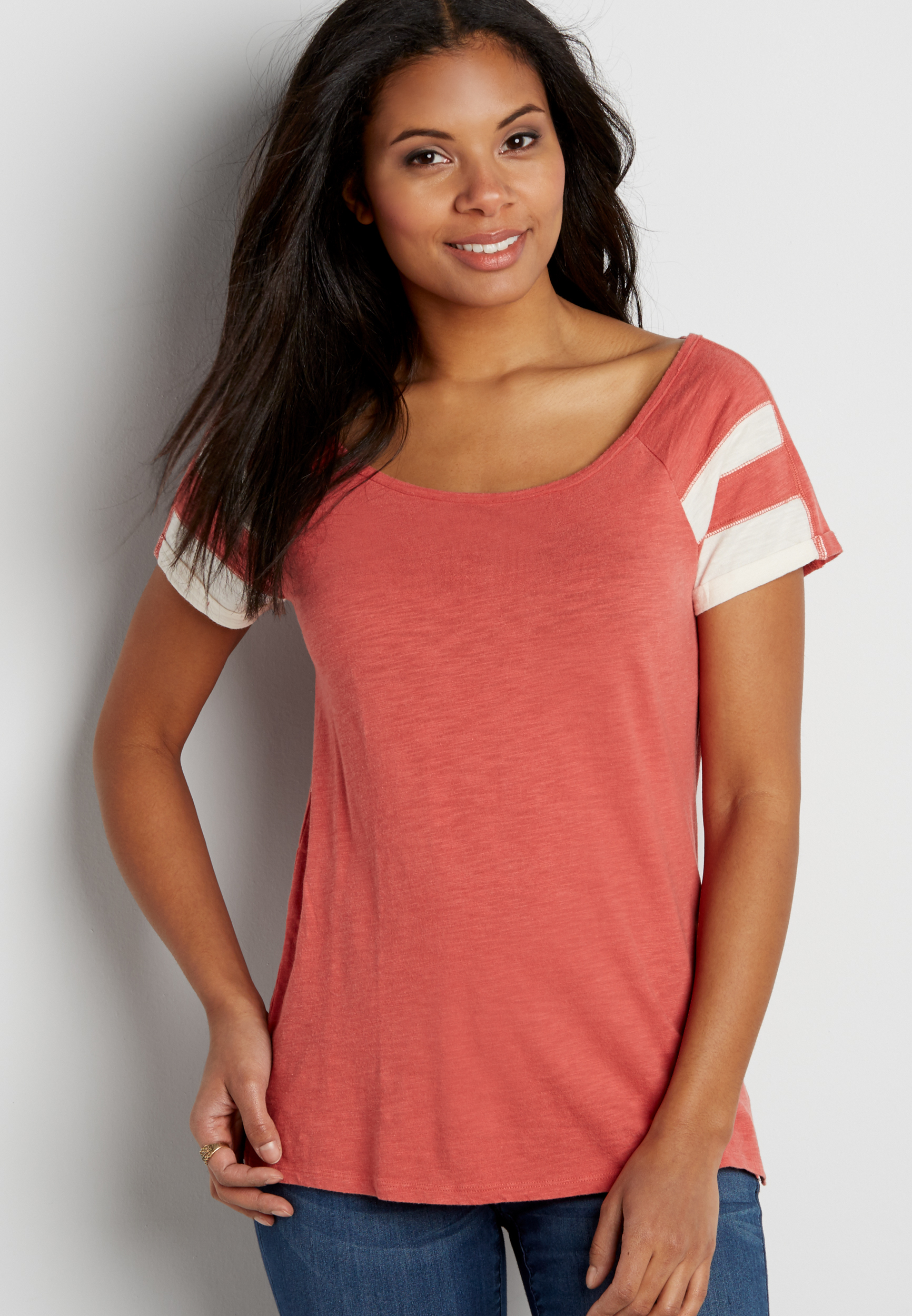 football tee with cutout neckline | maurices