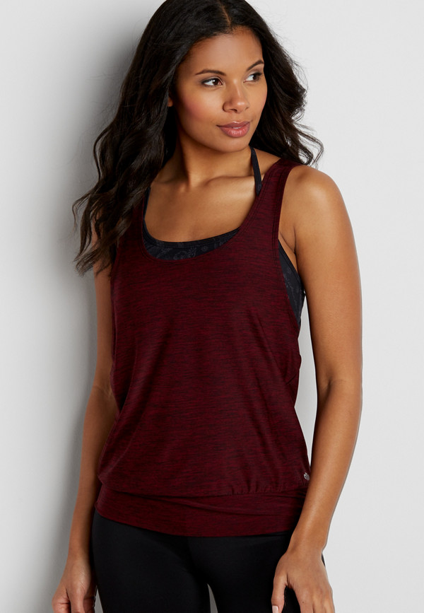 spacedye tank with built-in patterned sport bra | maurices