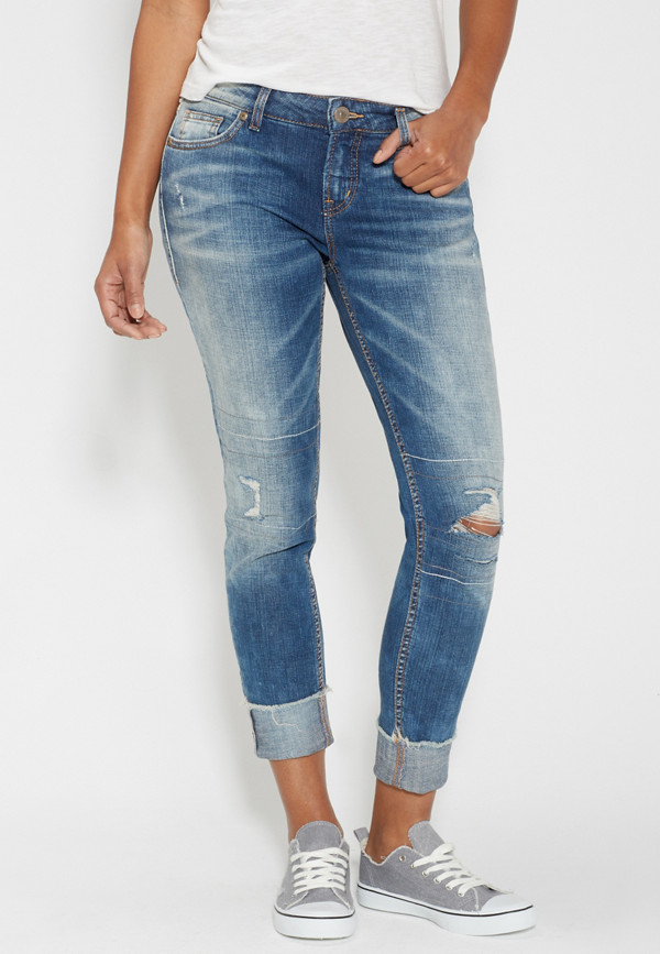 Silver Jeans Co.® girlfriend jeans with destruction | maurices