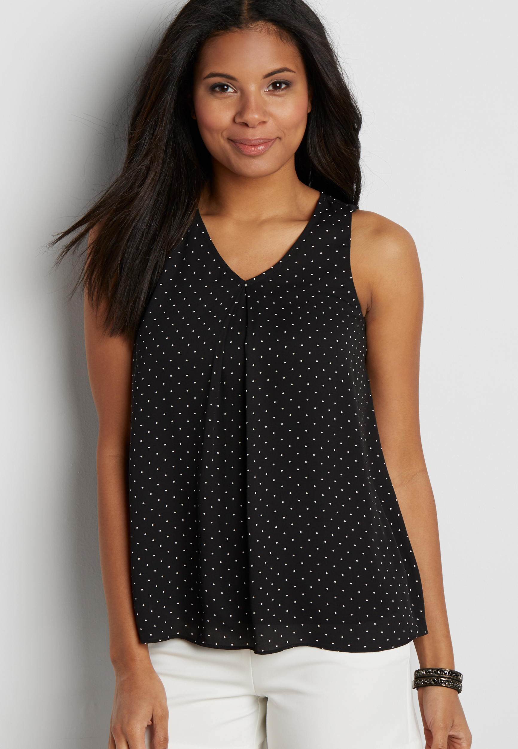 the perfect sleeveless blouse in dot print | maurices