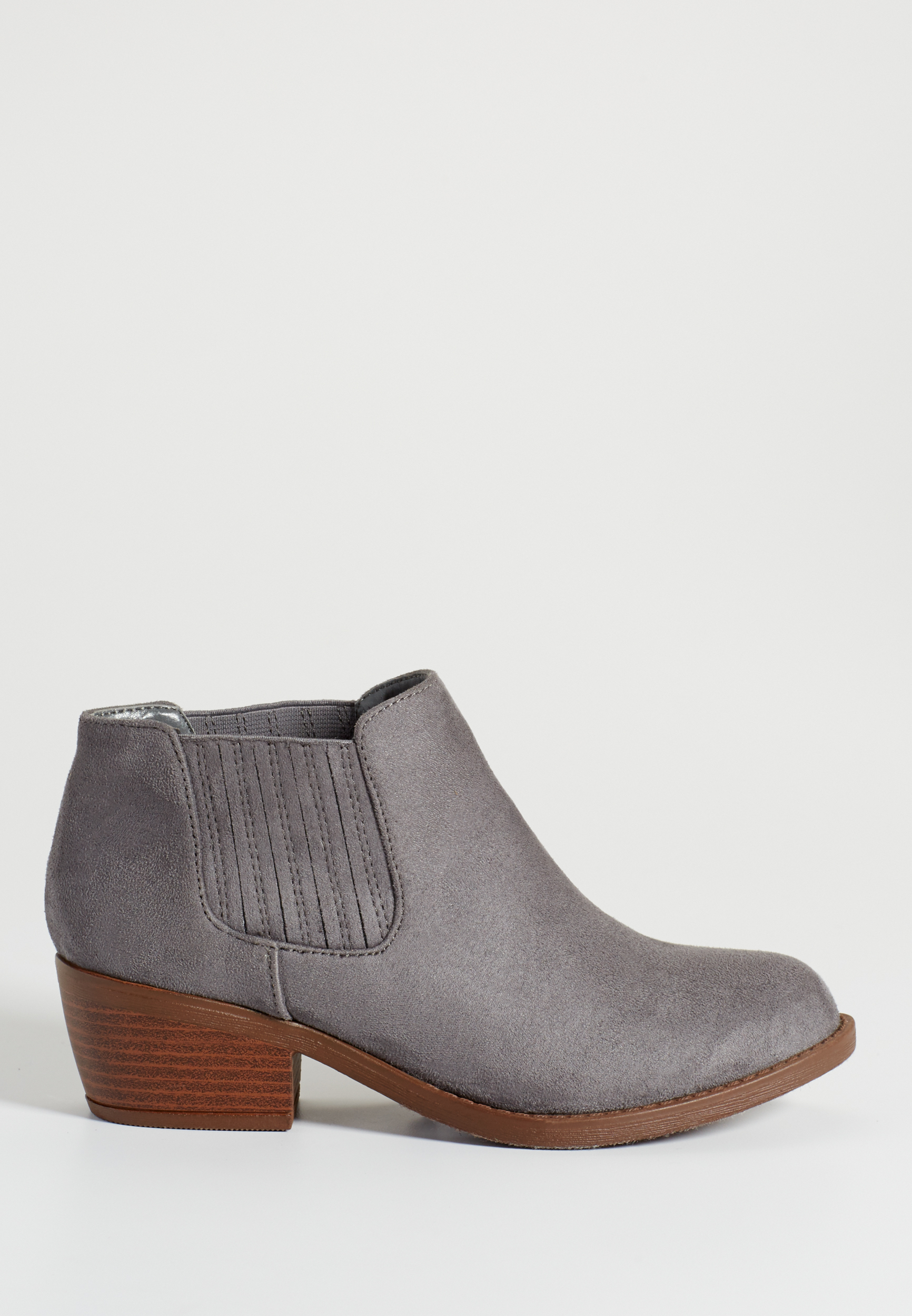 Jane faux suede ankle bootie in gray | maurices