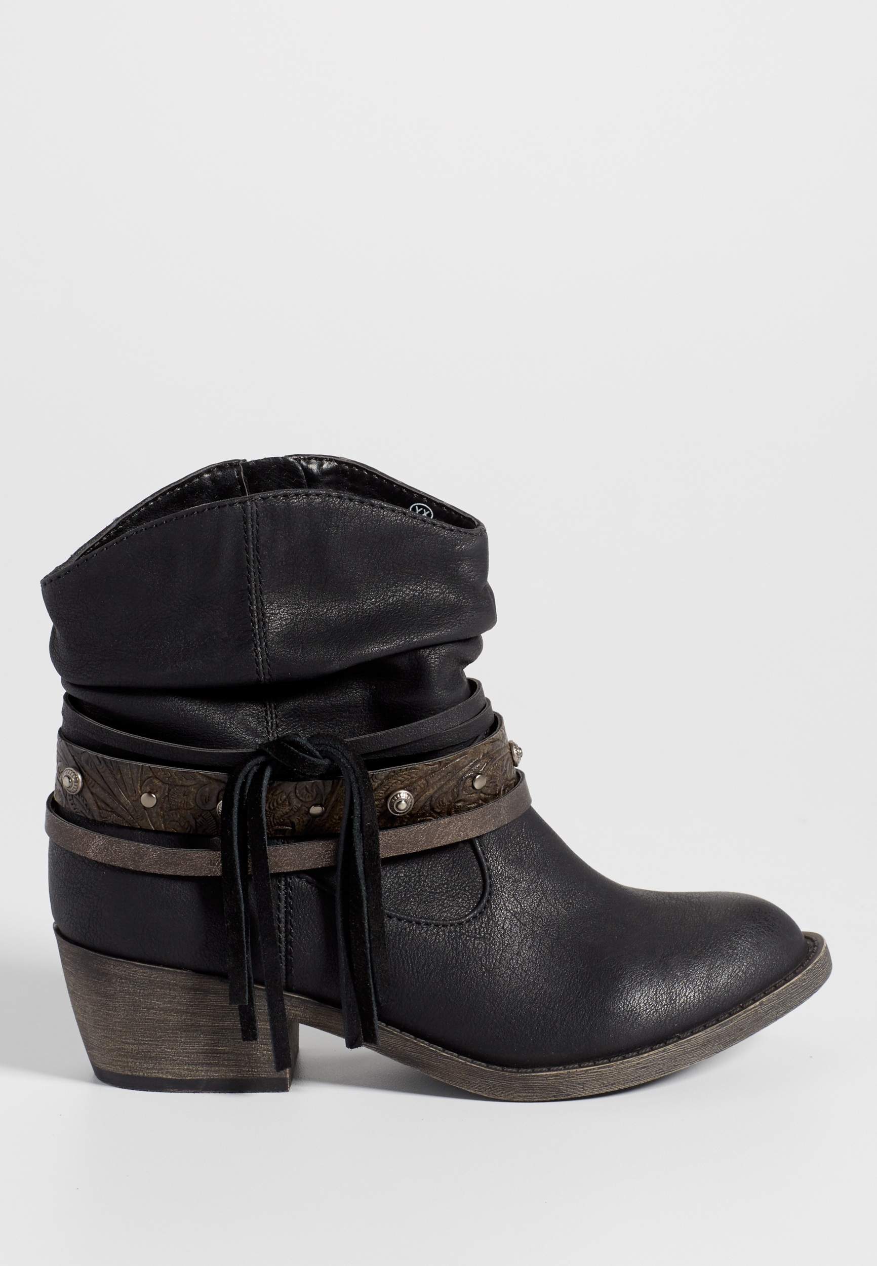 Joan western style ankle bootie in black | maurices