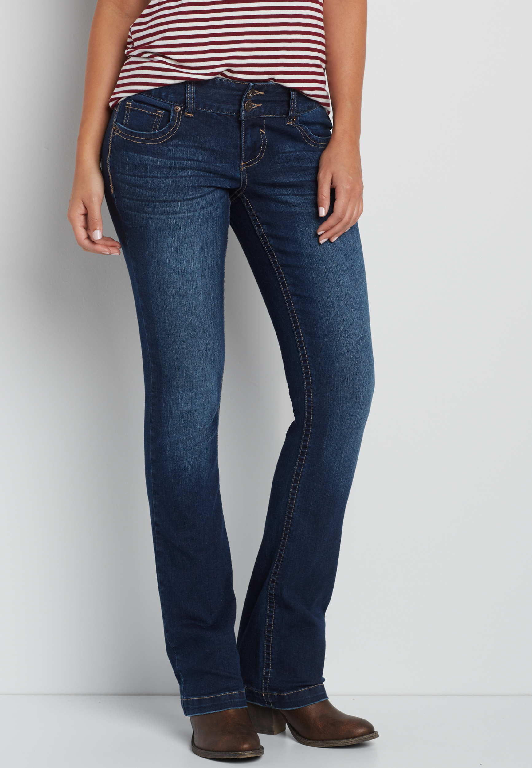 DenimFlex™ slim boot jeans with fray pocket detail maurices
