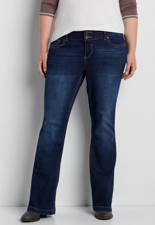 DenimFlex™ plus size slim boot jeans with frayed back pockets | maurices