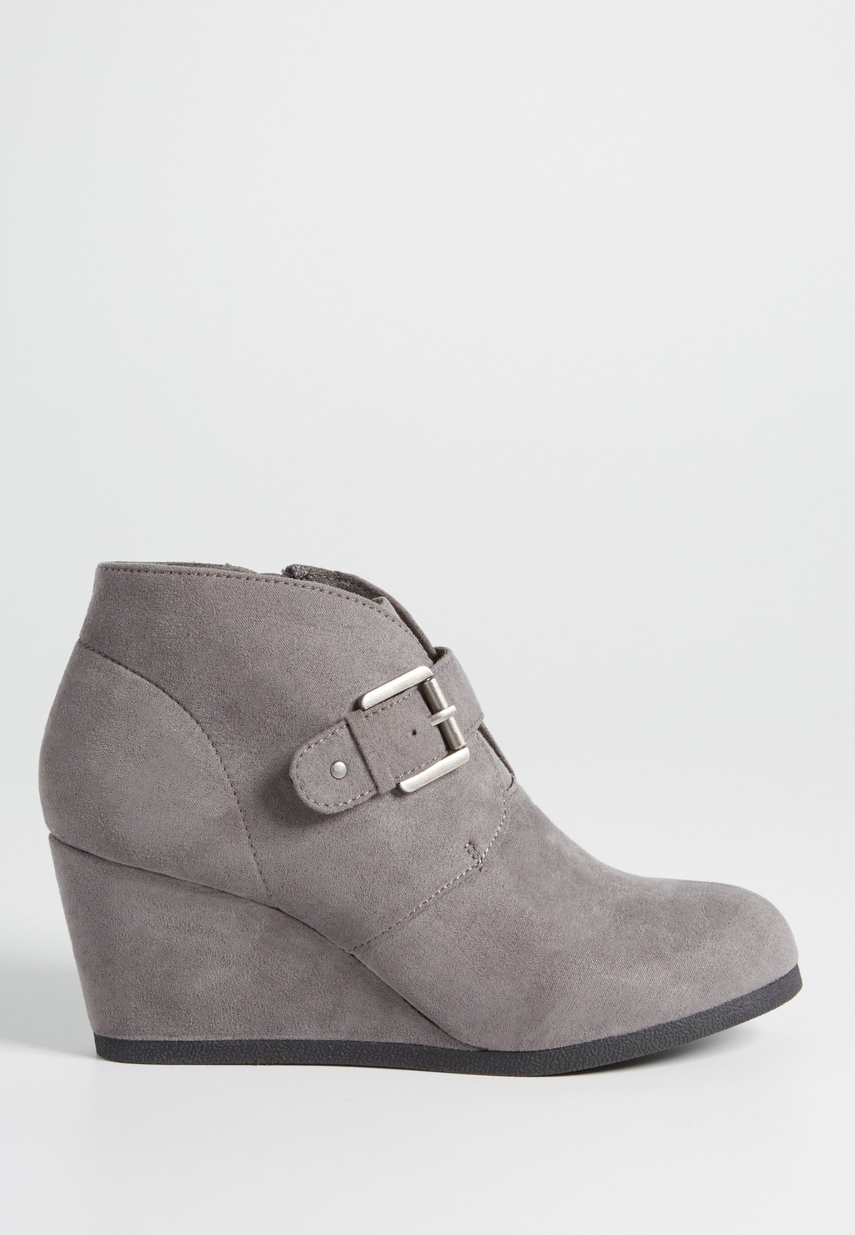 gray buckle booties