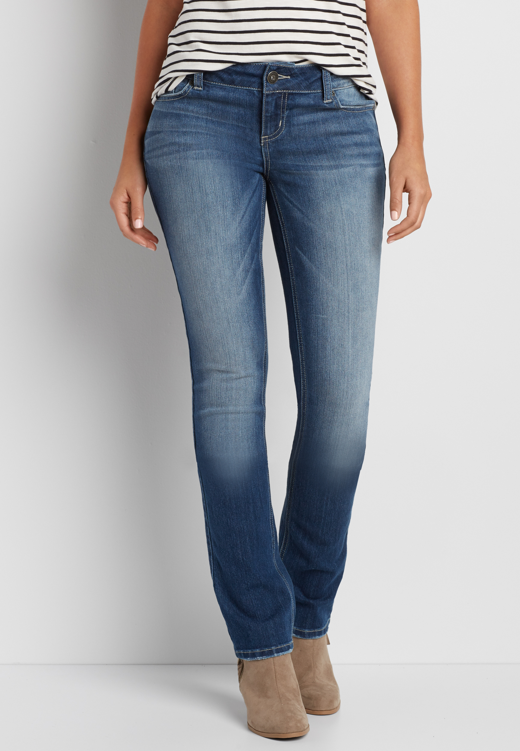 Ellie straight jeans in medium wash | maurices