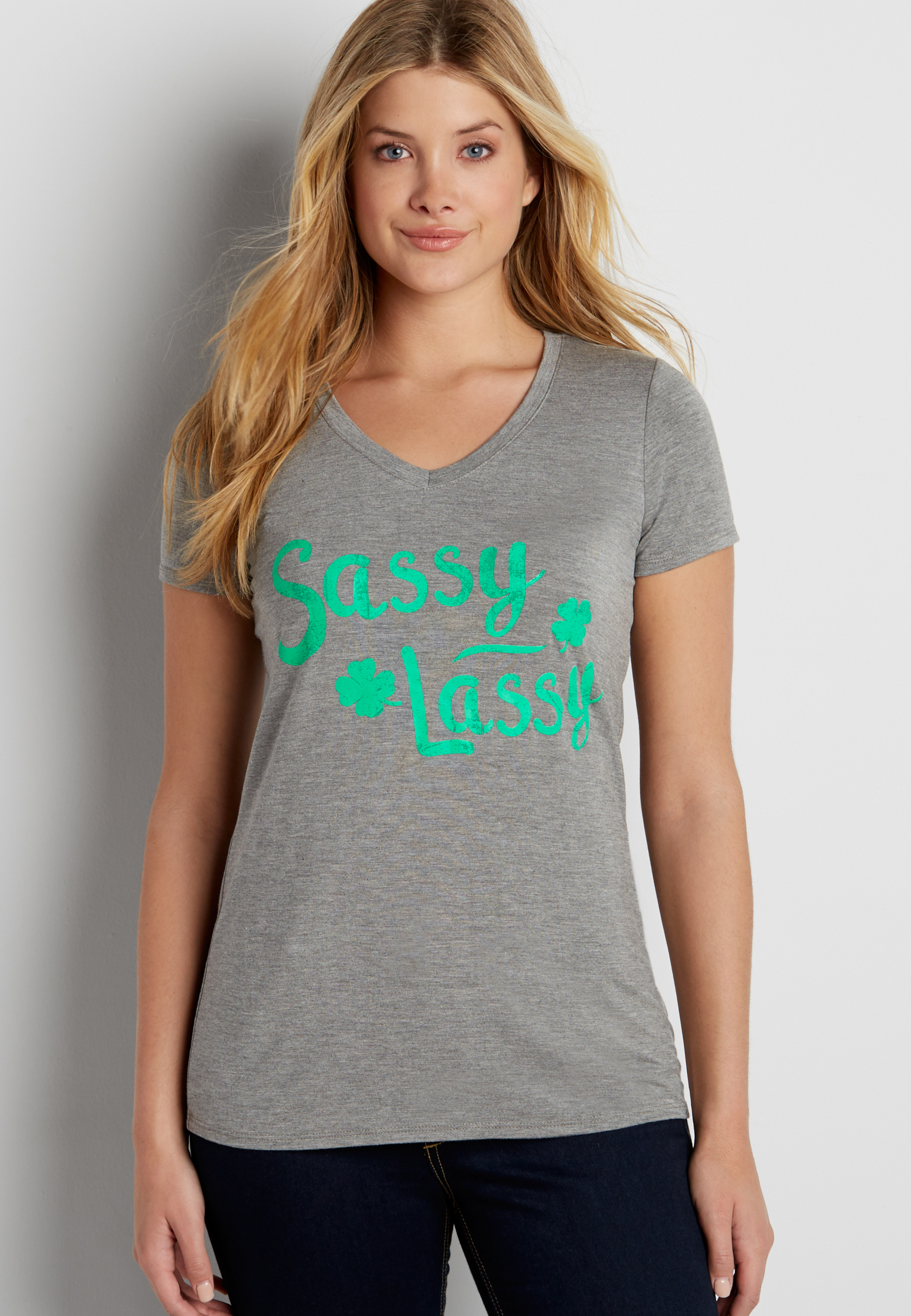 heathered tee with sassy lassy graphic | maurices