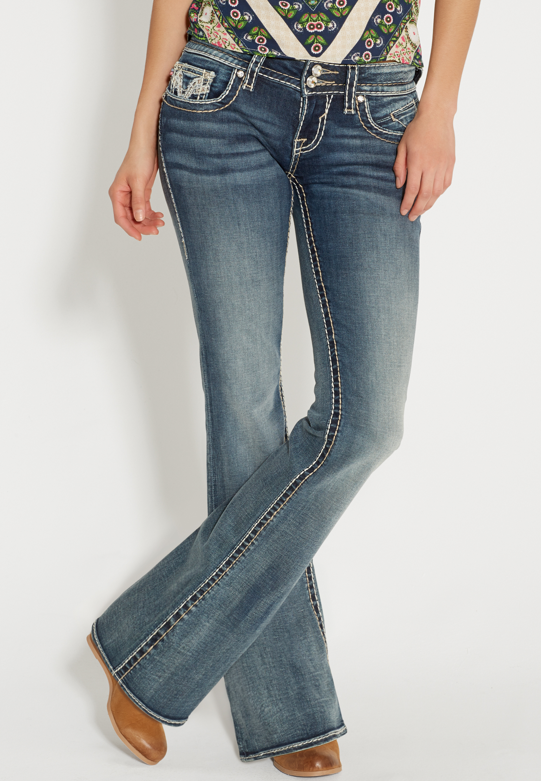 Jean Bootcut Vigoss Pour Juniors - Taille 3/4 - Coupe Vieillie/effilochée - Fermeture Zip - En Coton - Occasion Très Bon état