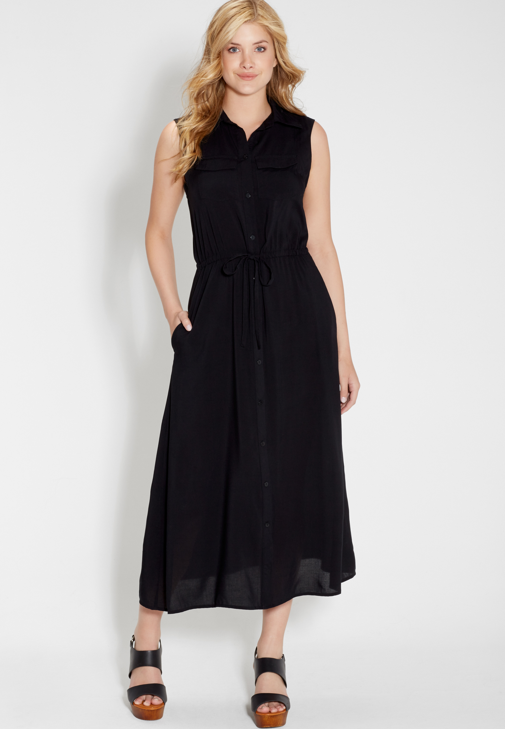 maxi shirtdress with button down front maurices