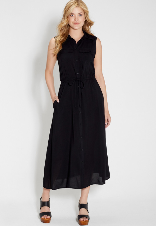 maxi shirtdress with button down front | maurices