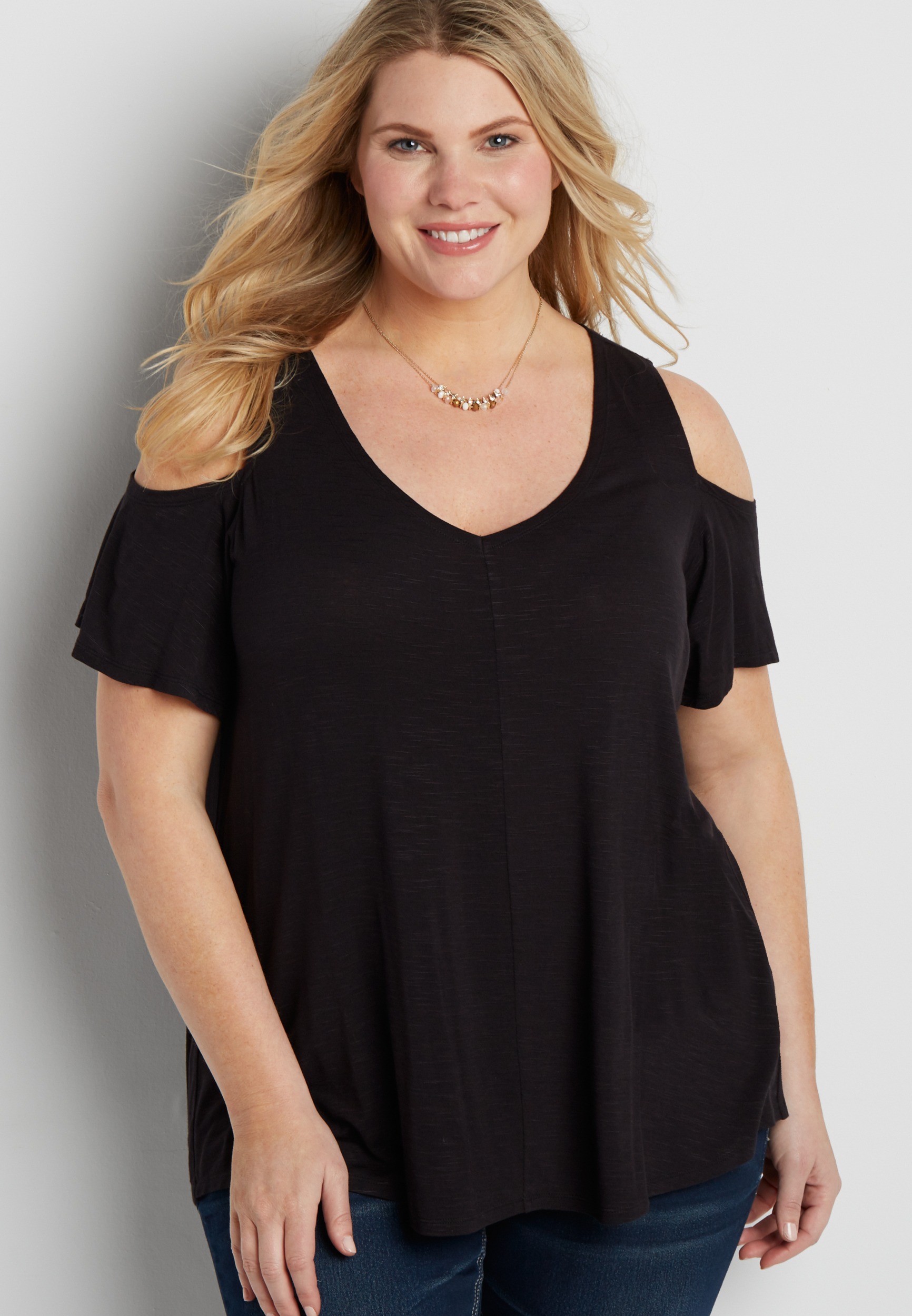 the 24/7 plus size cold shoulder tee | maurices