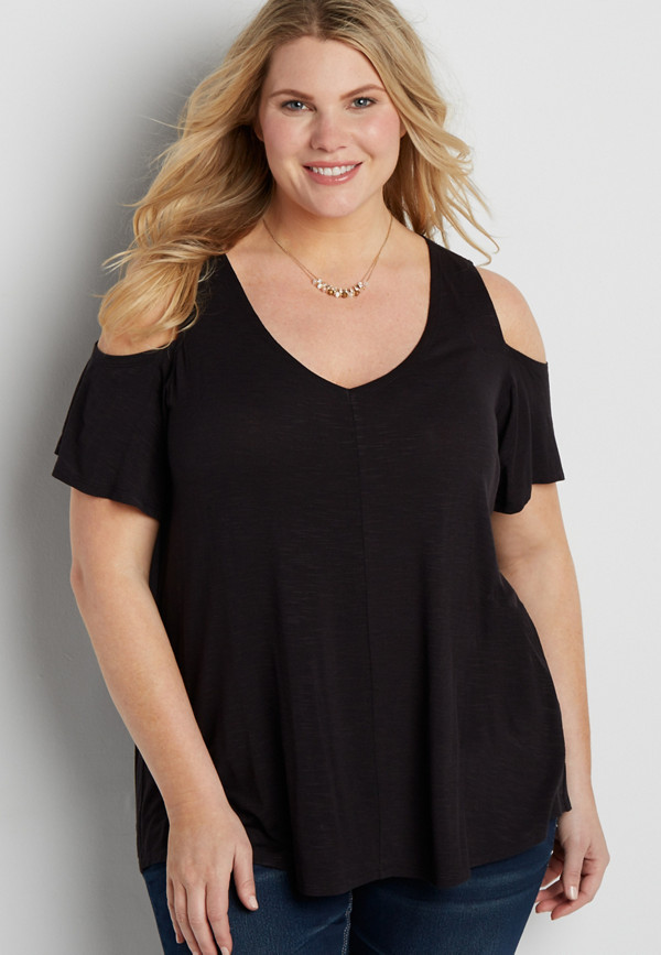 the 24/7 plus size cold shoulder tee | maurices