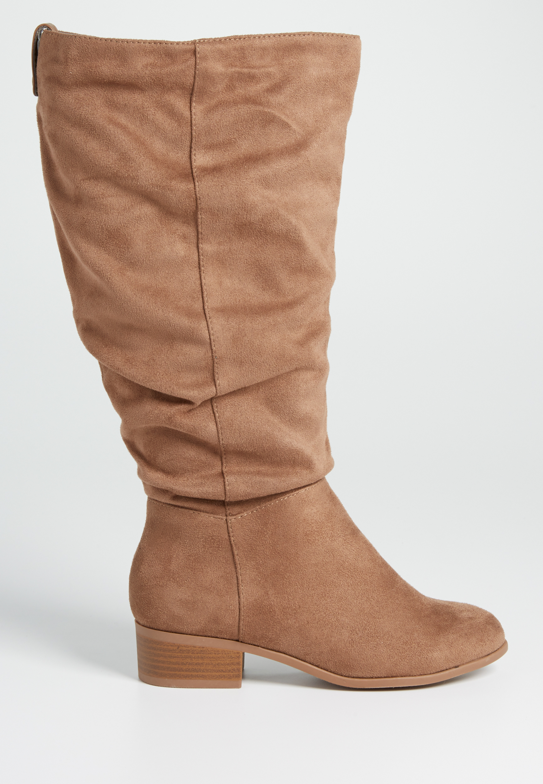 Sheryl wide calf faux suede boot in dark tan maurices