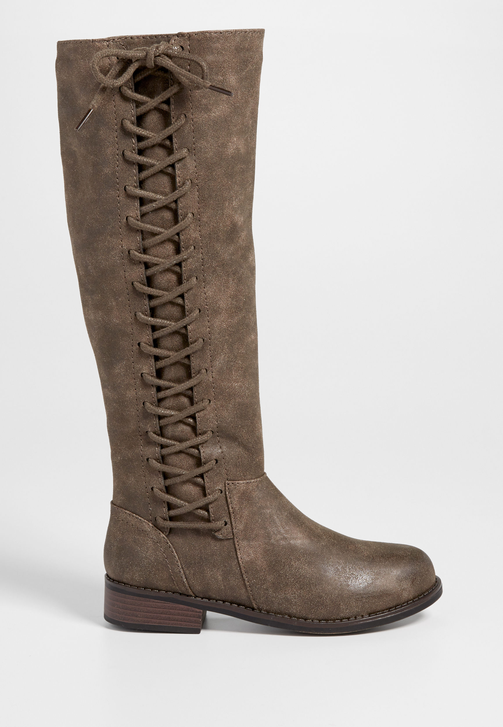 Sharon boot with lace up side in taupe | maurices
