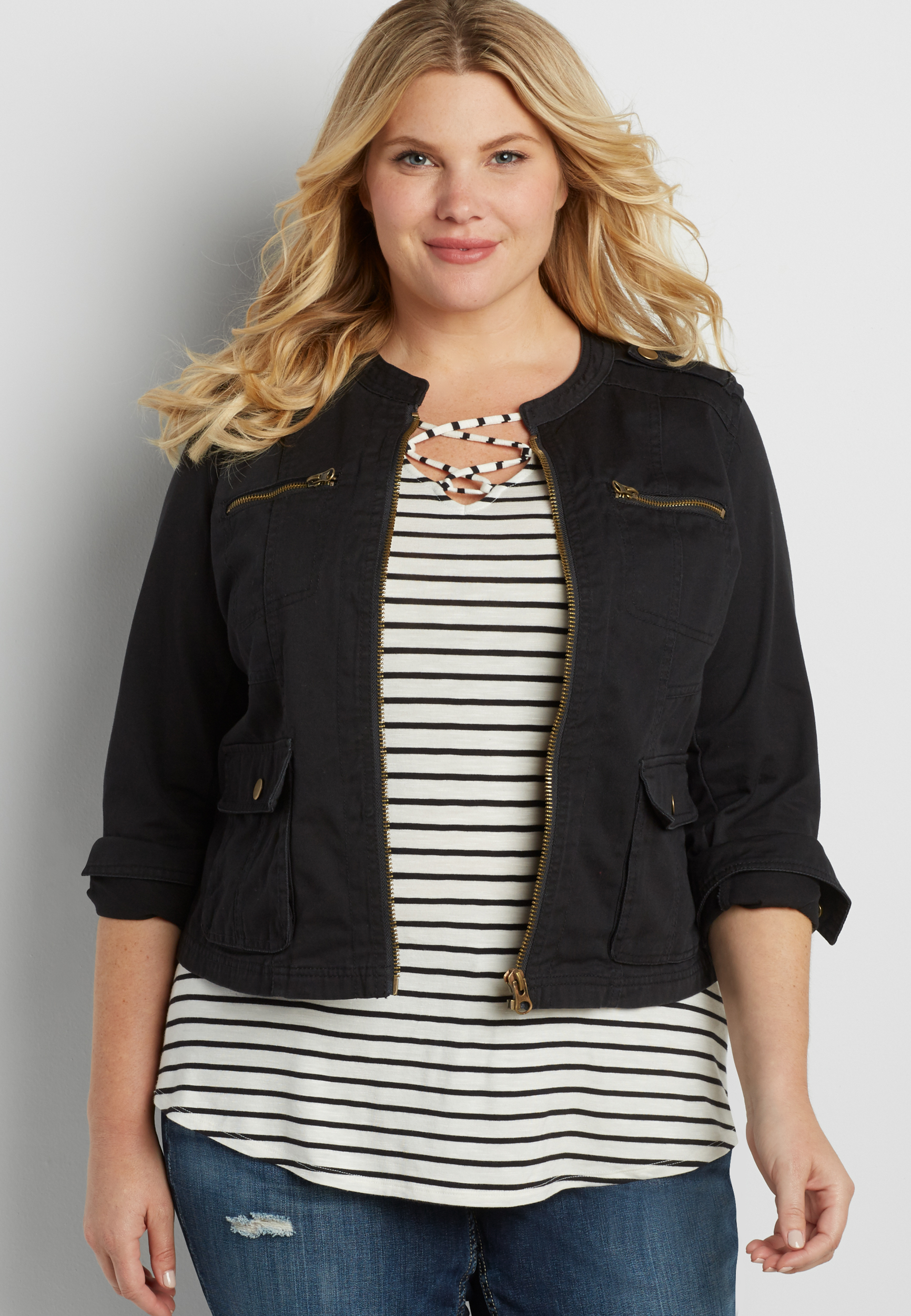 plus size zip up jacket in autumn gold | maurices