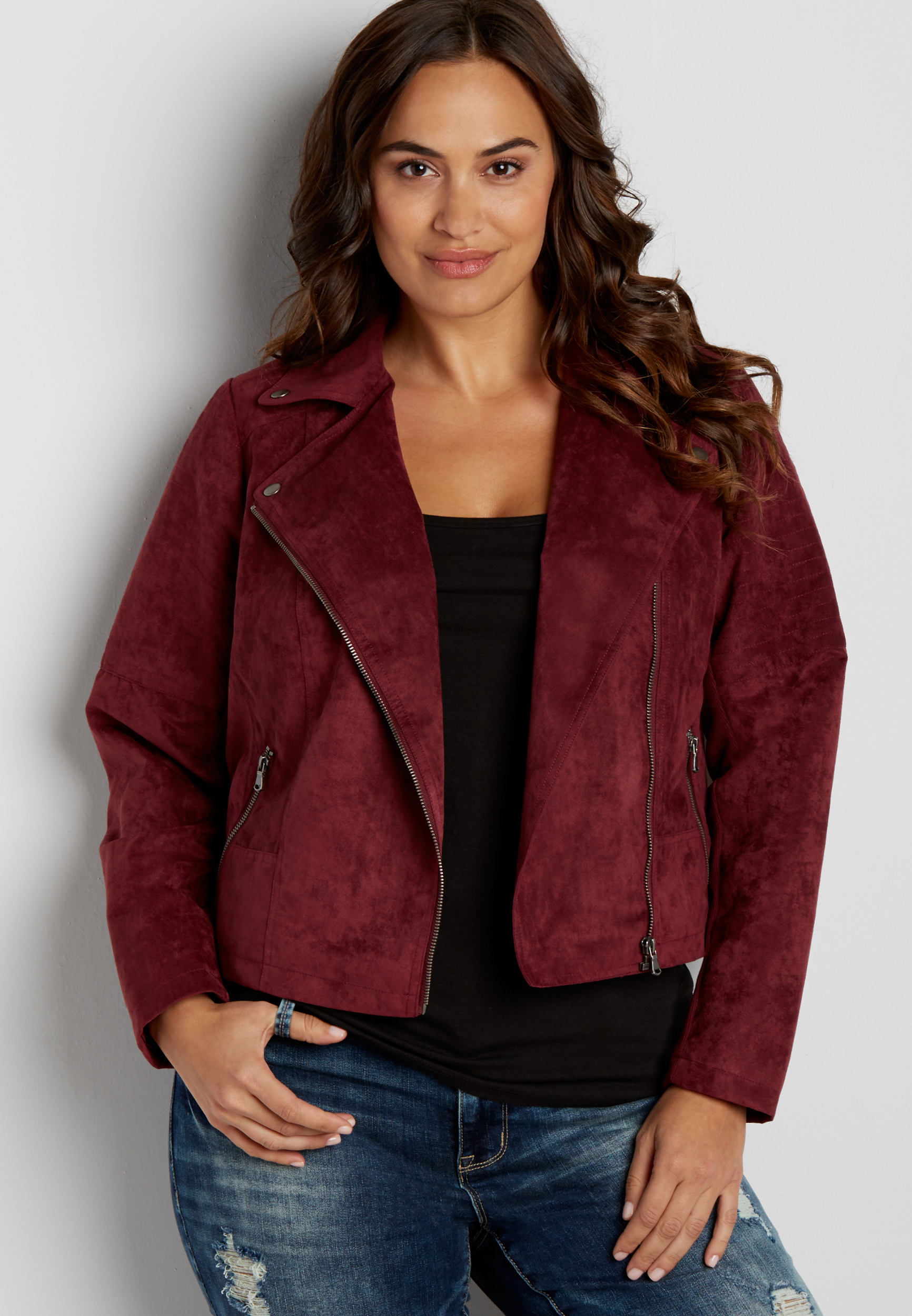 Burgundy plus size jacket online