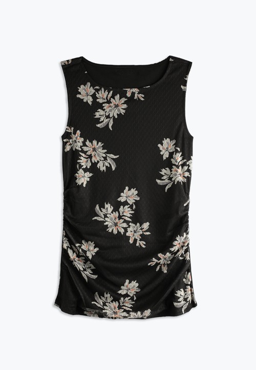 Textured Floral Boat Neck Tank Top image